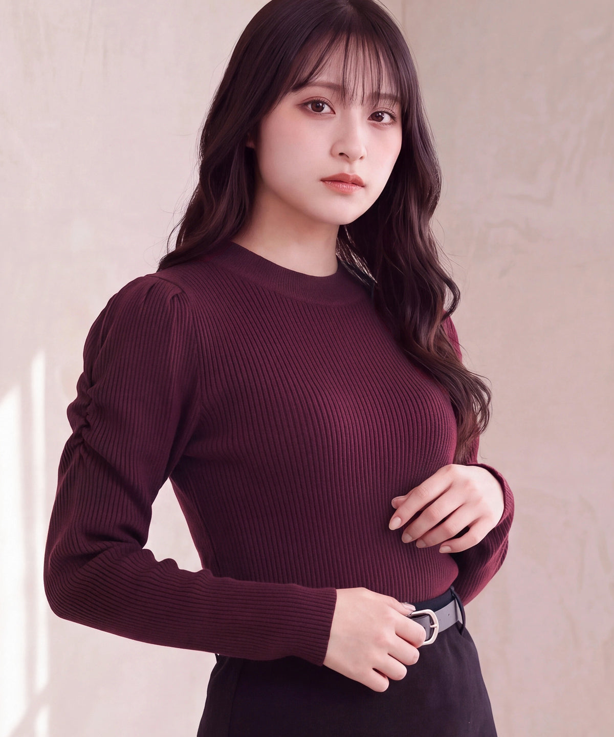 ワイン(AI画像) model：160cm 着用サイズ：M