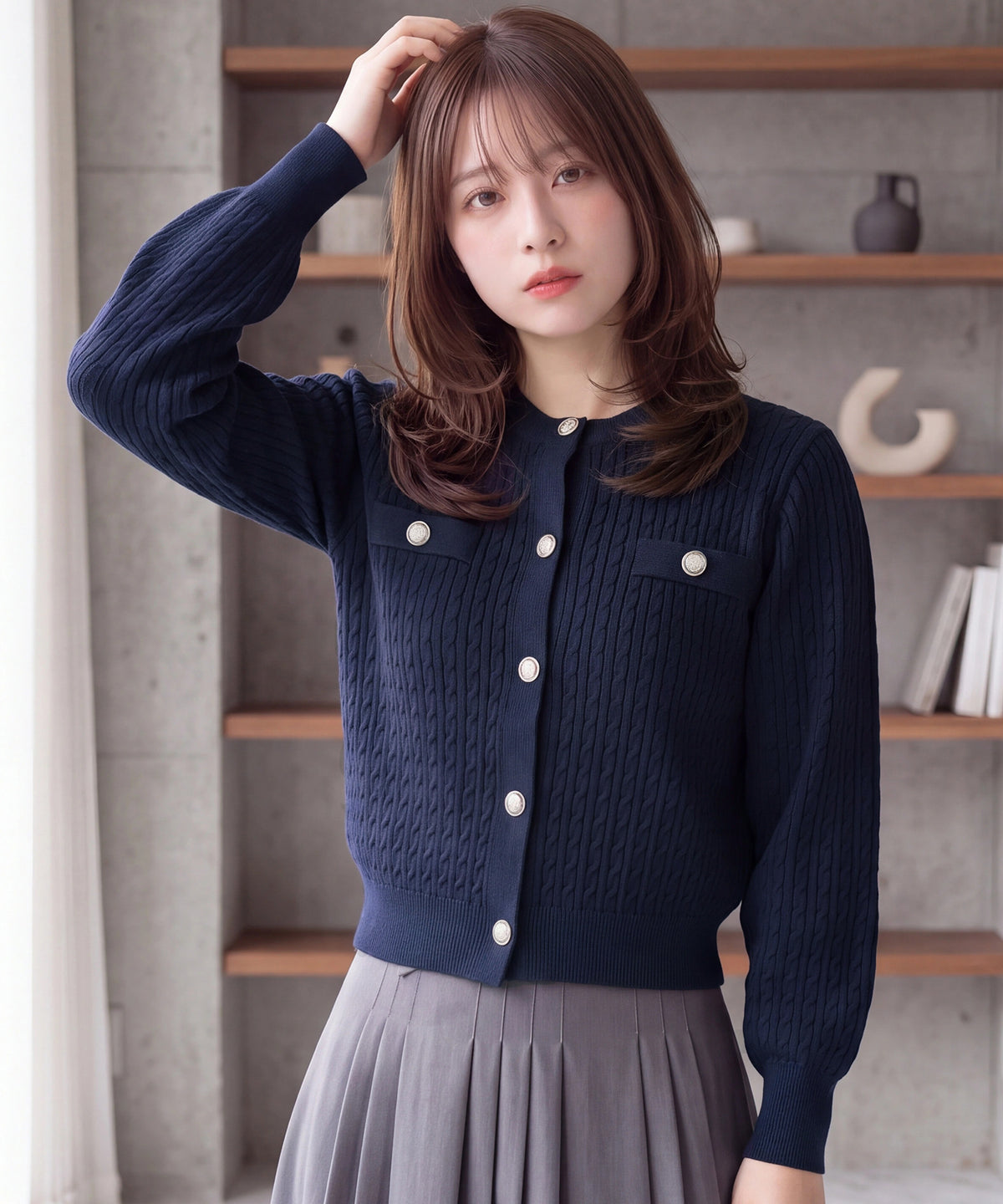 ネイビー(AI画像)model：160cm　着用サイズ：M