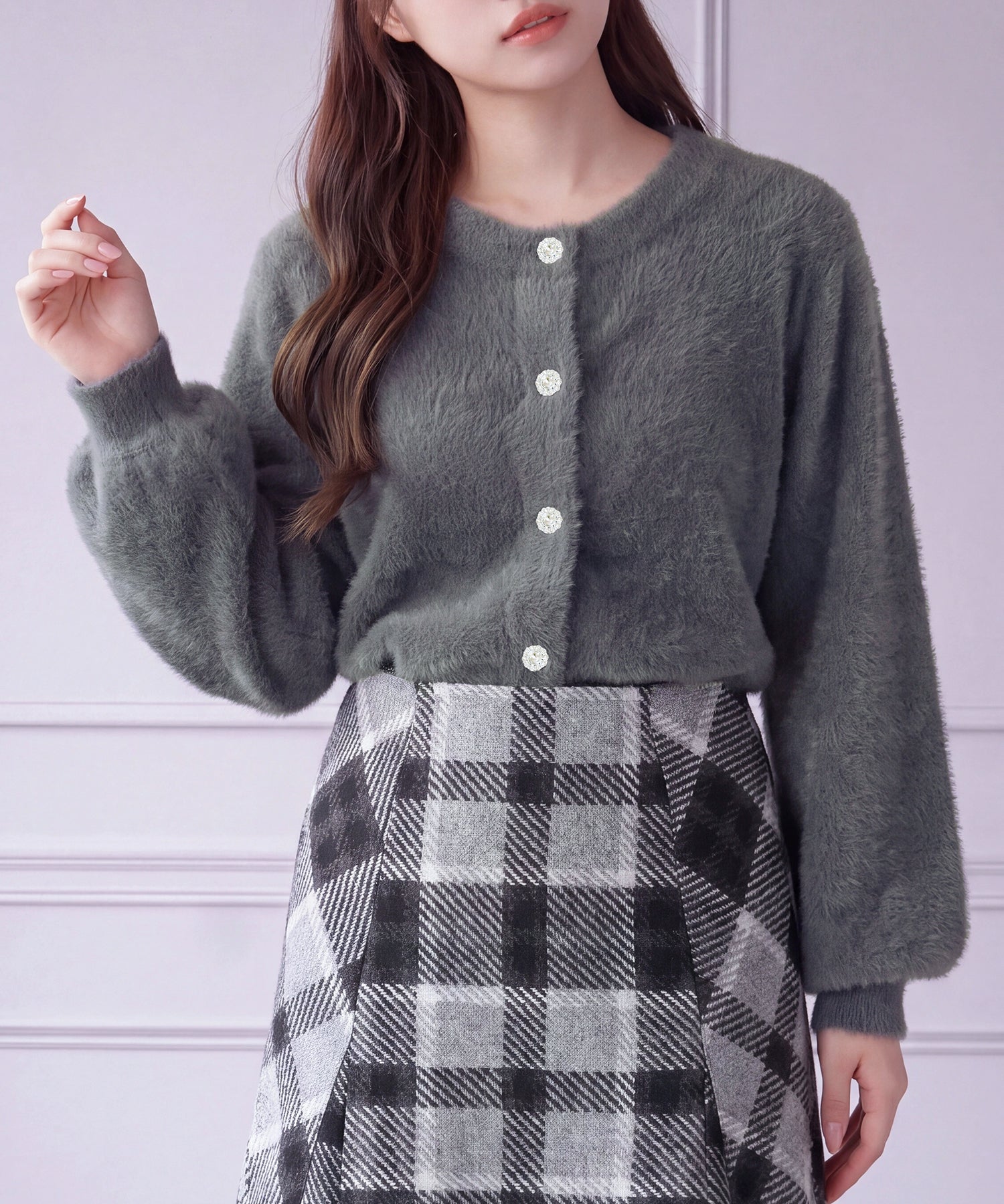 NEW】(先行入荷)ラメフェザーキラキラボタンカーディガン