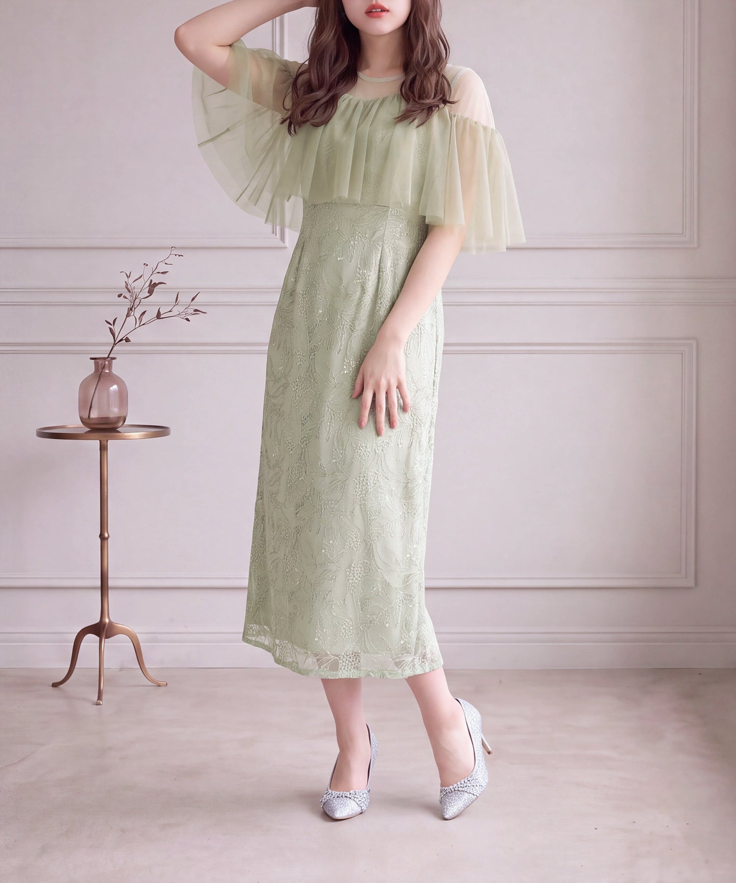 グリーン(AI画像)　model：156　着用サイズ：M