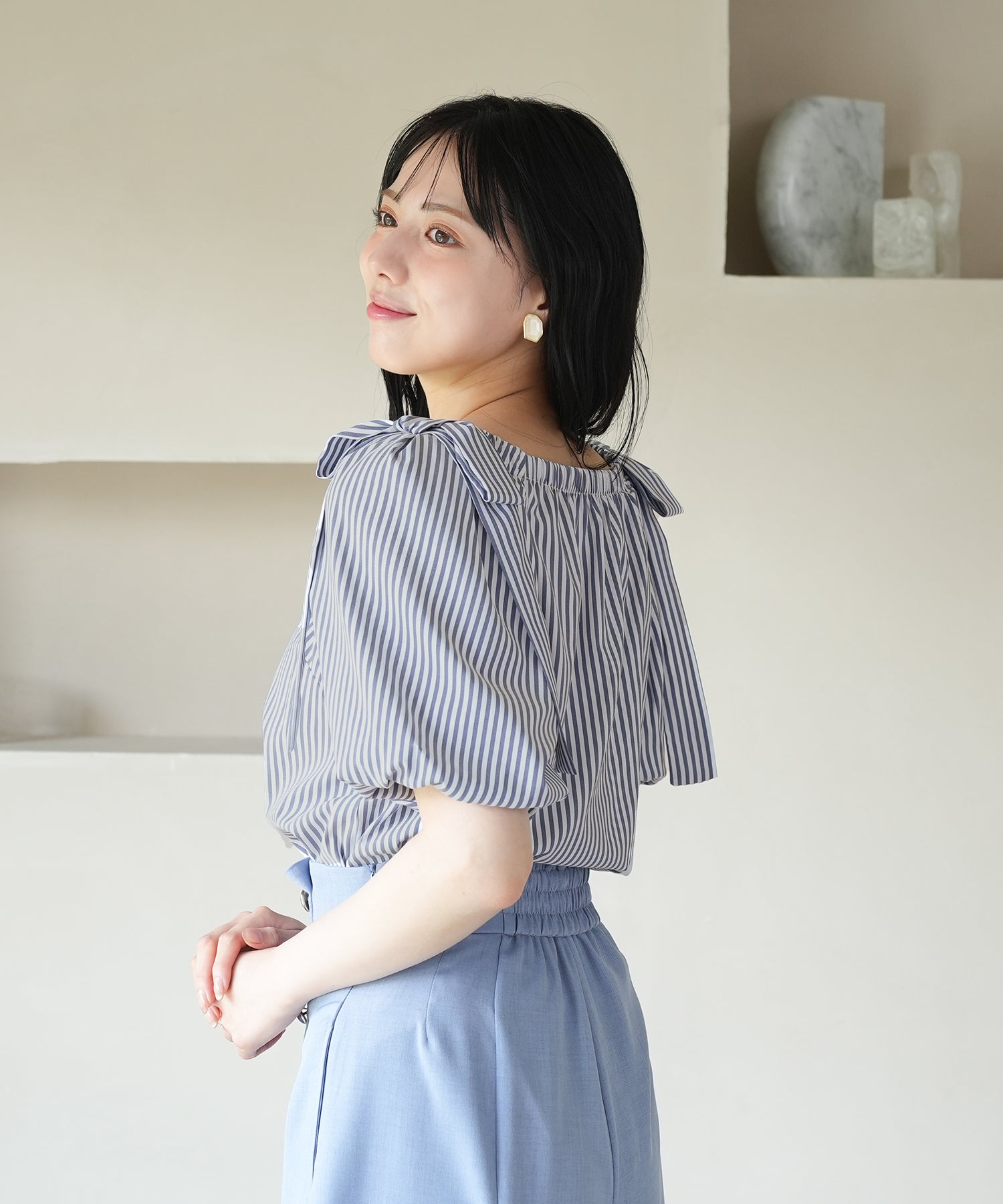 ホワイト×ネイビー　model：164　着用サイズ：M