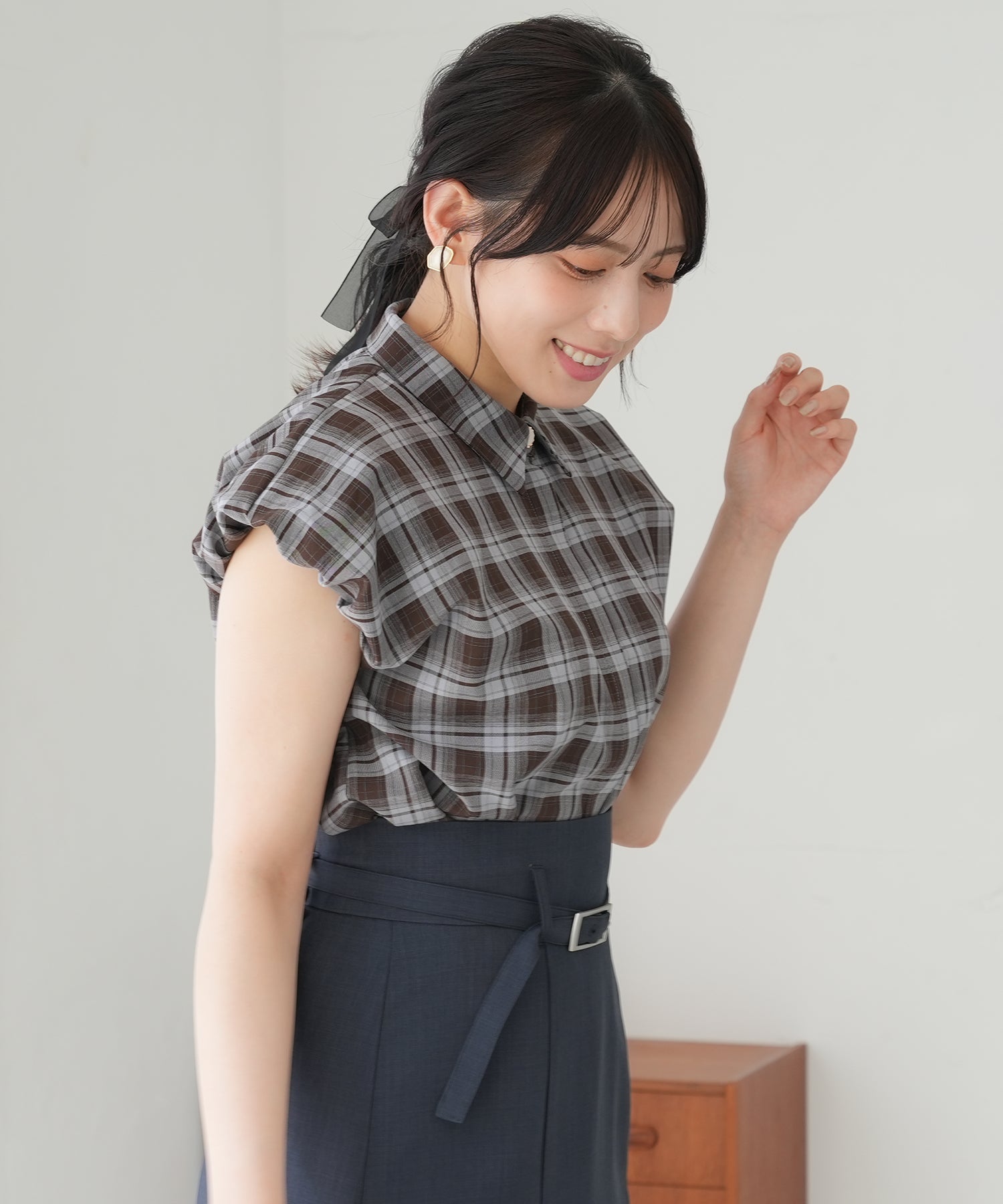 ブラウン×ブルー　model：164　着用サイズ：M