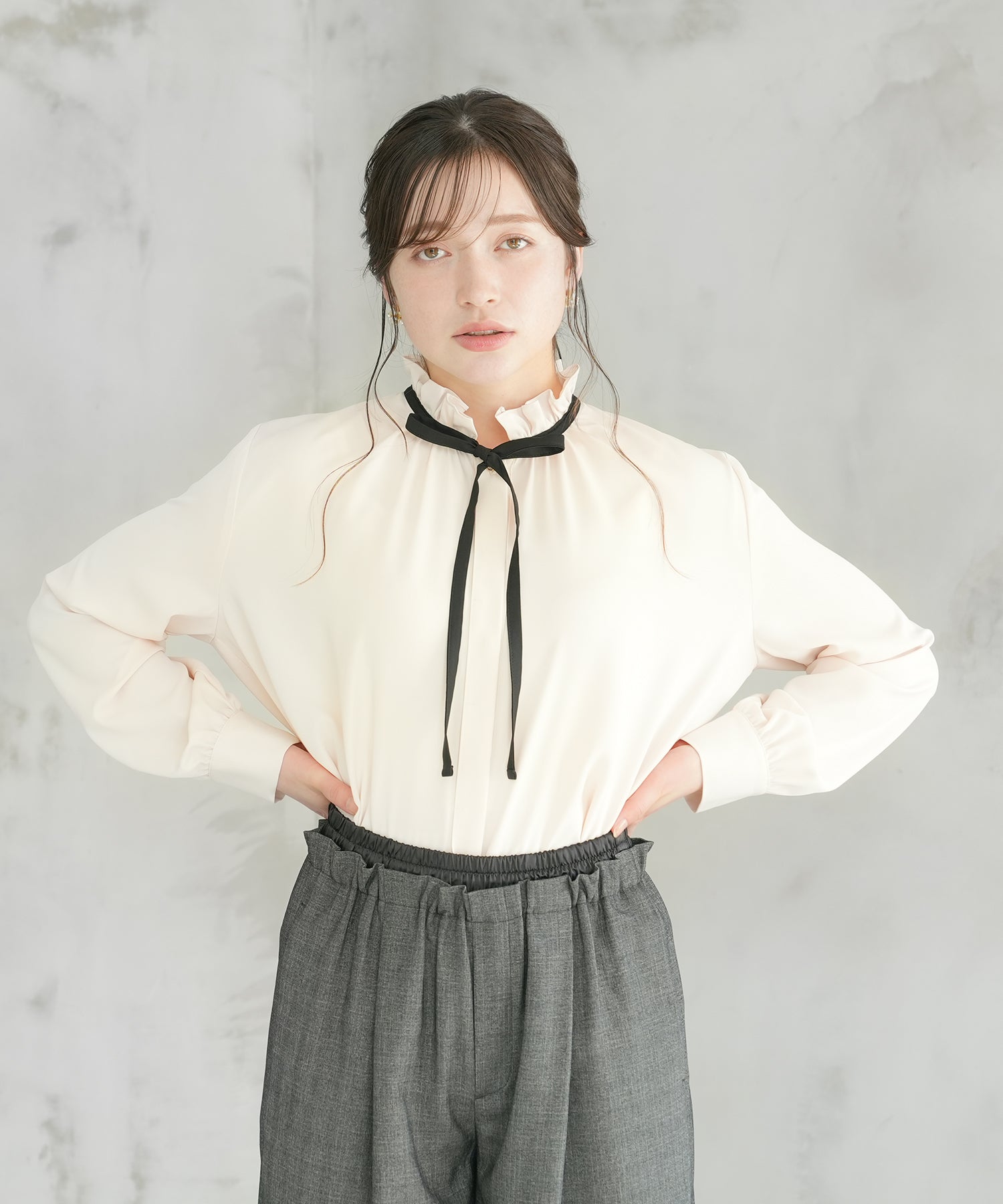 ベージュ　model：162cm　着用サイズ：M