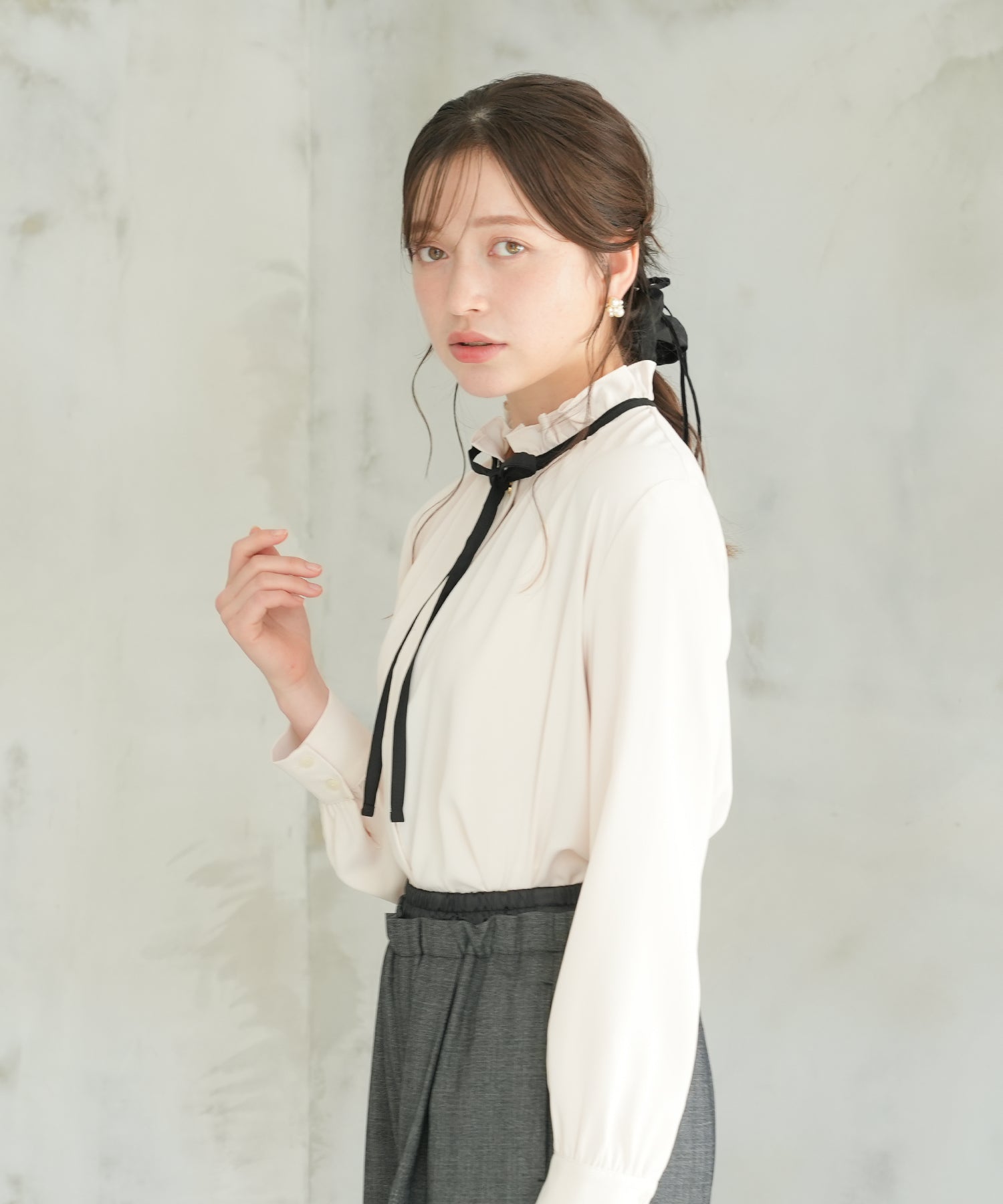 ベージュ　model：162cm　着用サイズ：M