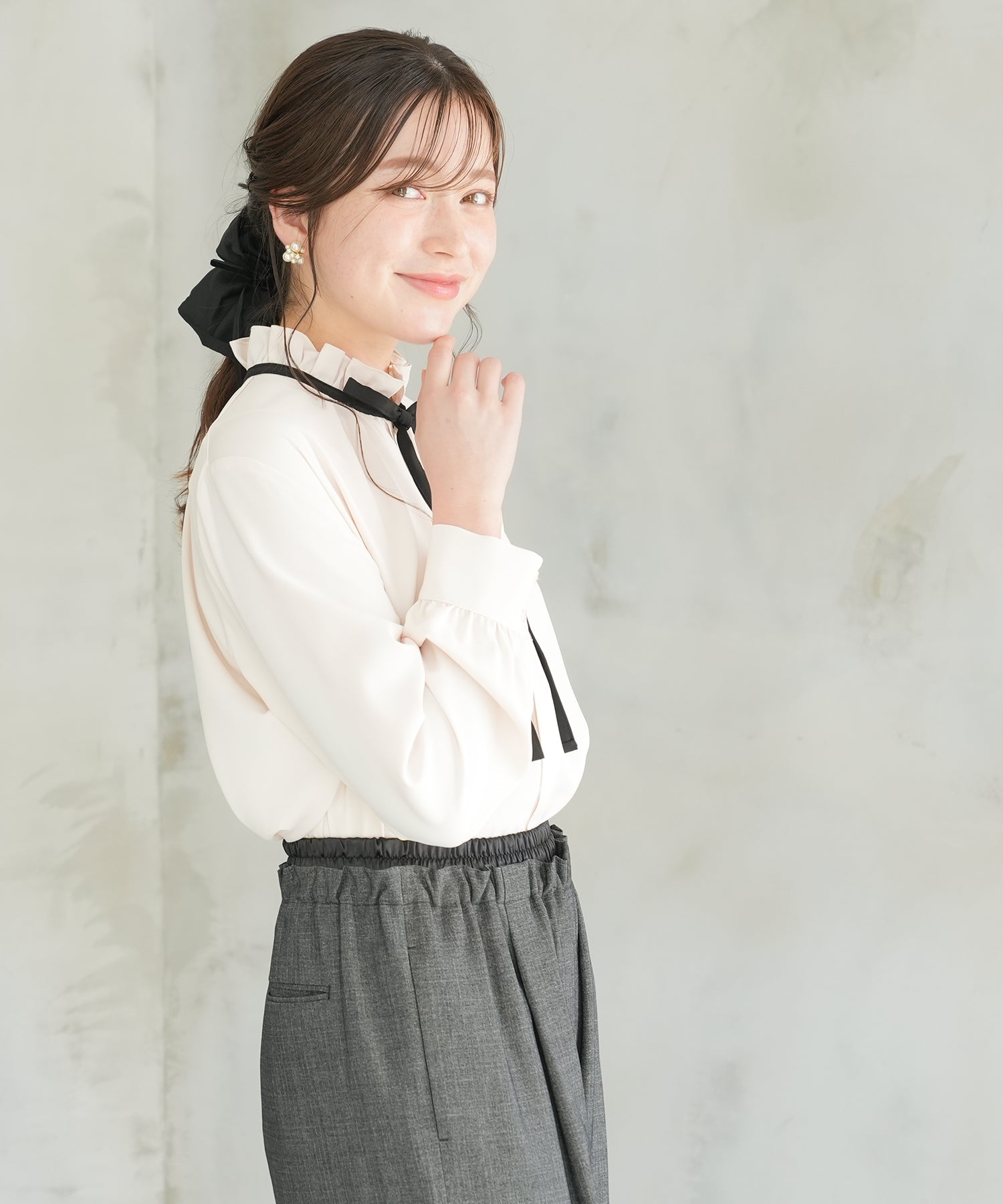 ベージュ　model：162cm　着用サイズ：M