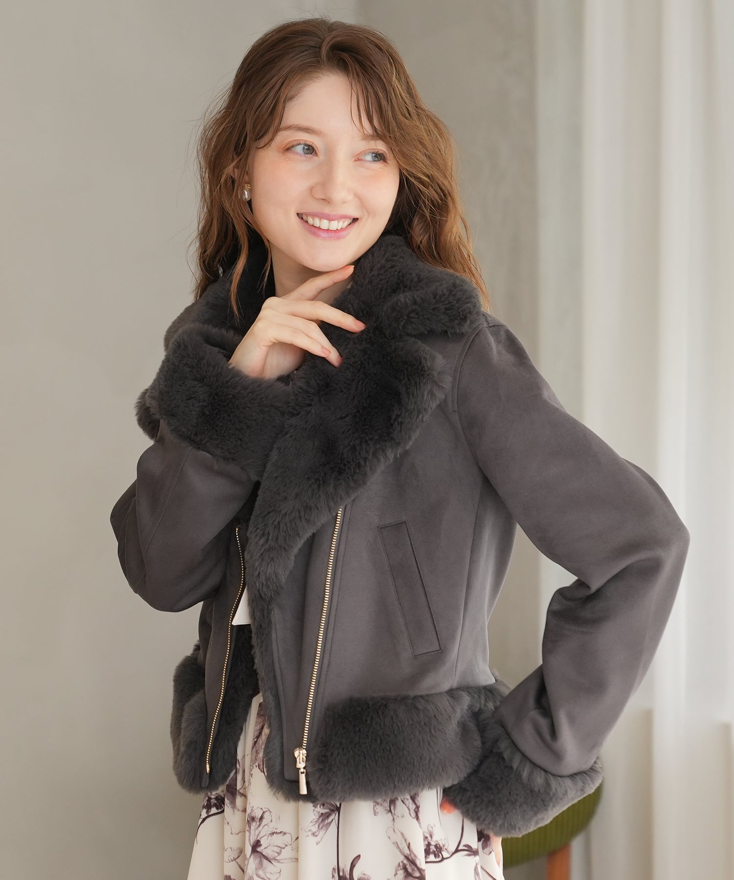 チャコール　model:163cm 　着用サイズ：M