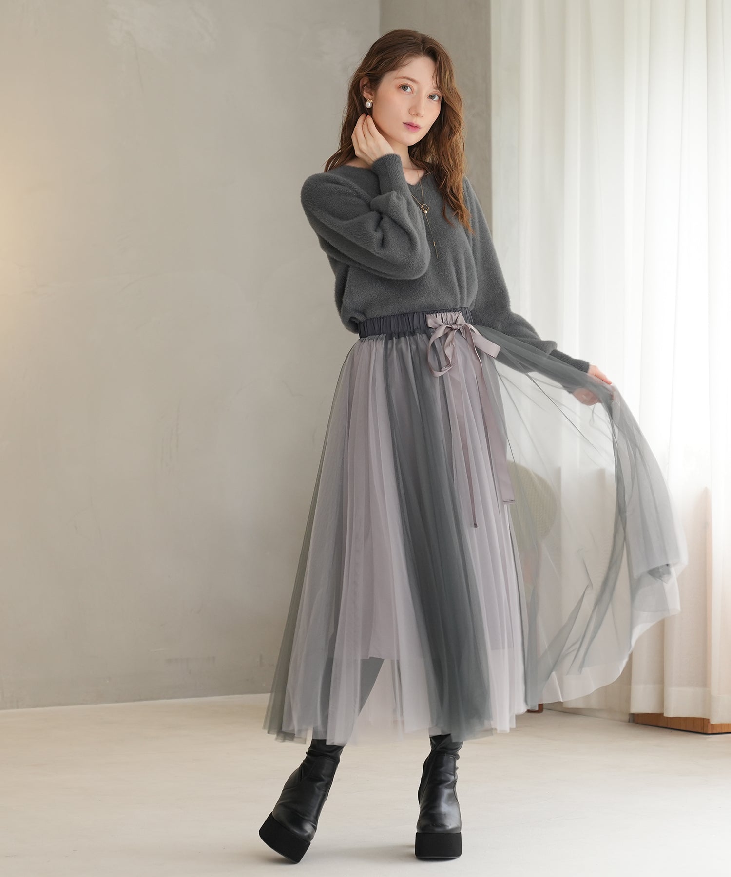 チャコール　model：163　着用サイズ：M