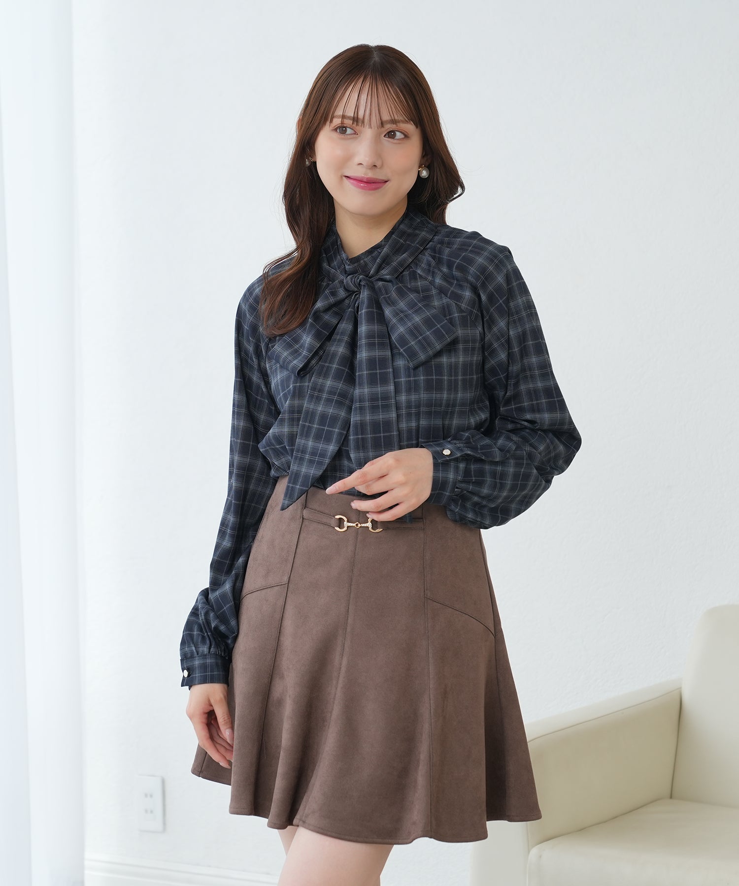 ネイビー(チェック)　model：164　着用サイズ：M