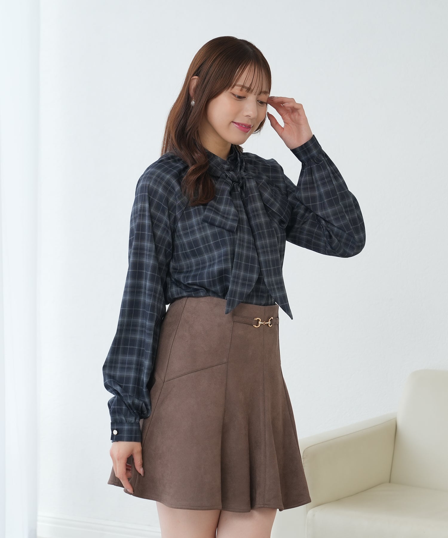 ネイビー(チェック)　model：164　着用サイズ：M