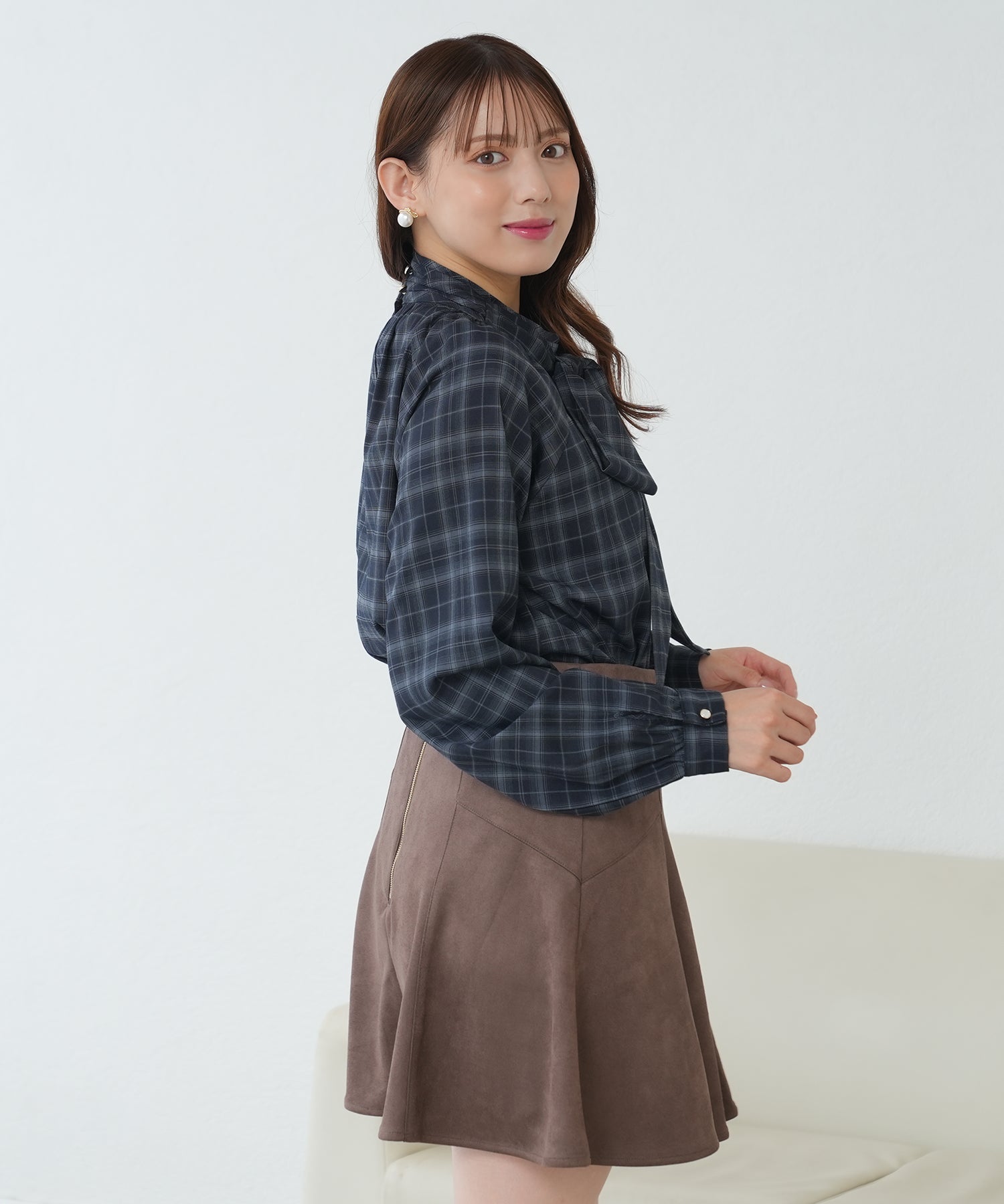 ネイビー(チェック)　model：164　着用サイズ：M