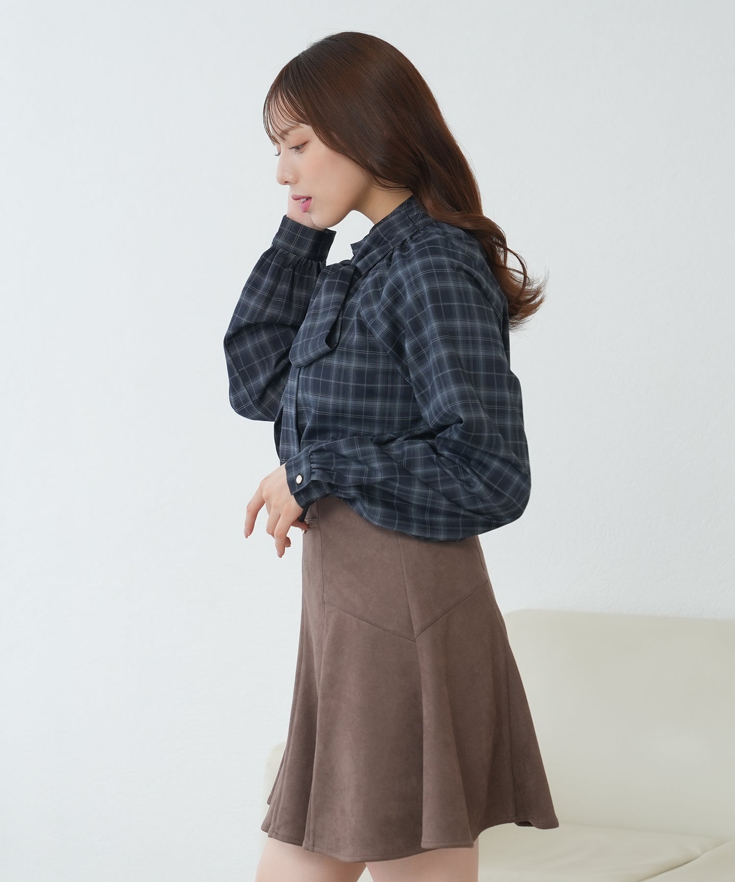 ネイビー(チェック)　model：164　着用サイズ：M