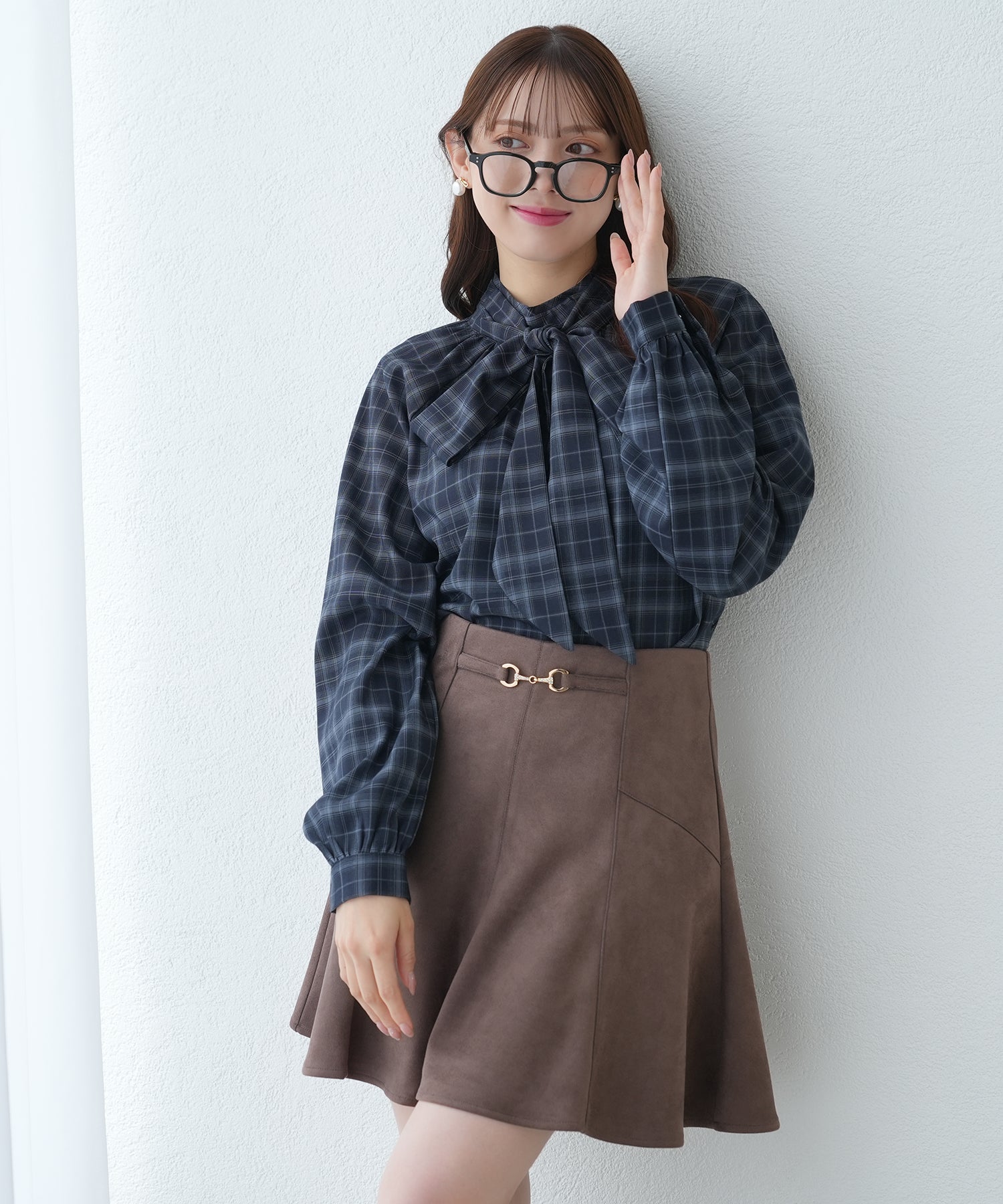 ネイビー(チェック)　model：164　着用サイズ：M