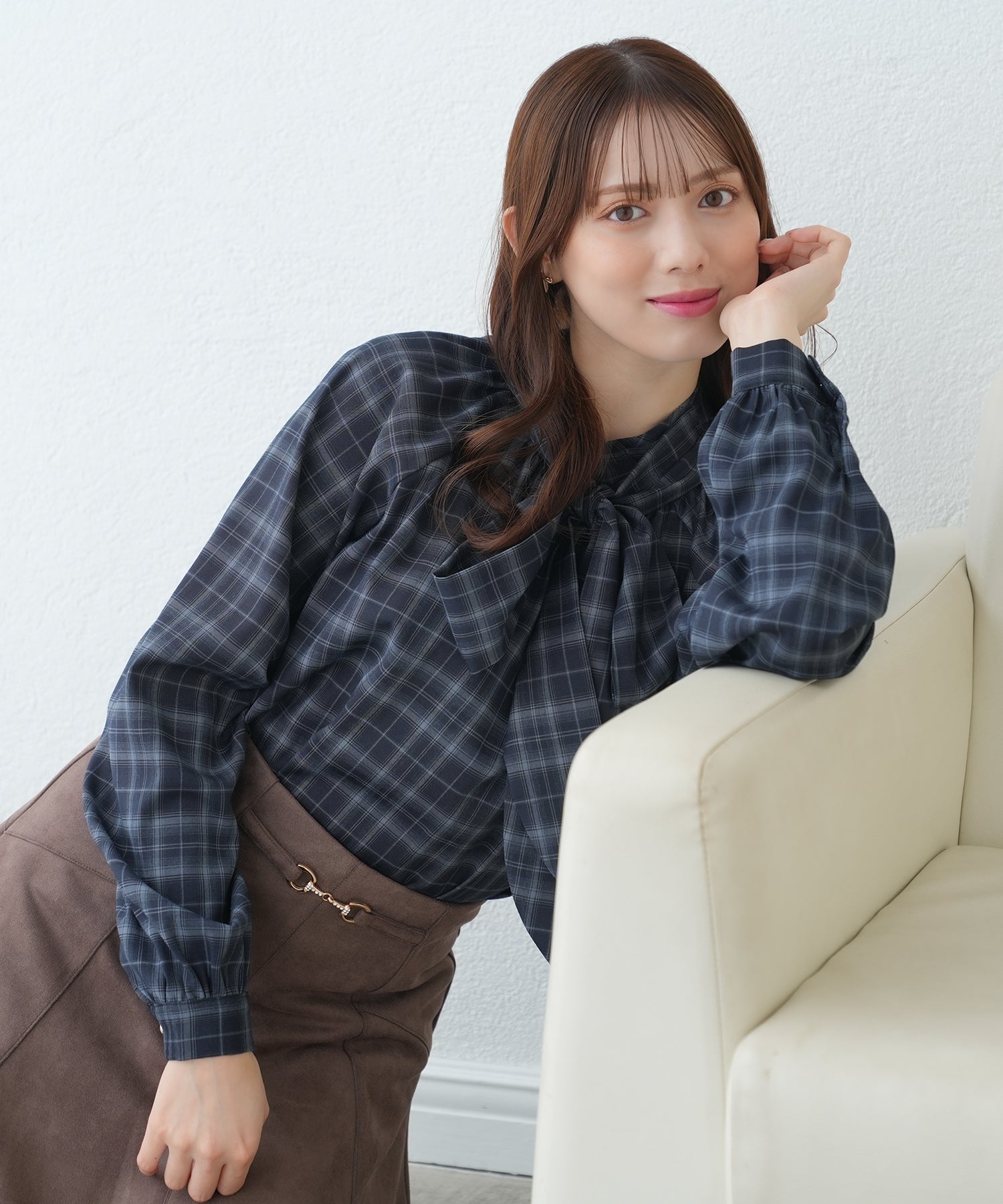 ネイビー(チェック)　model：164　着用サイズ：M