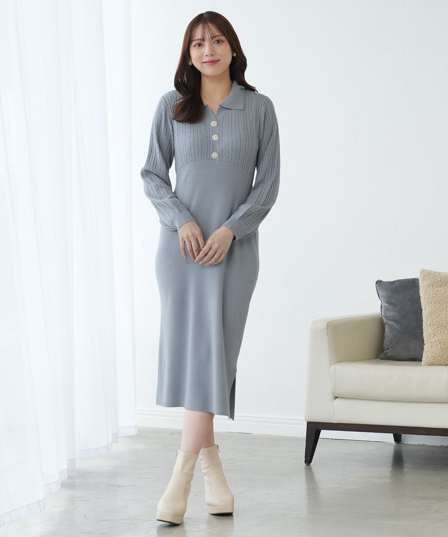 ダスティーブルー　model:164cm  着用サイズ：M