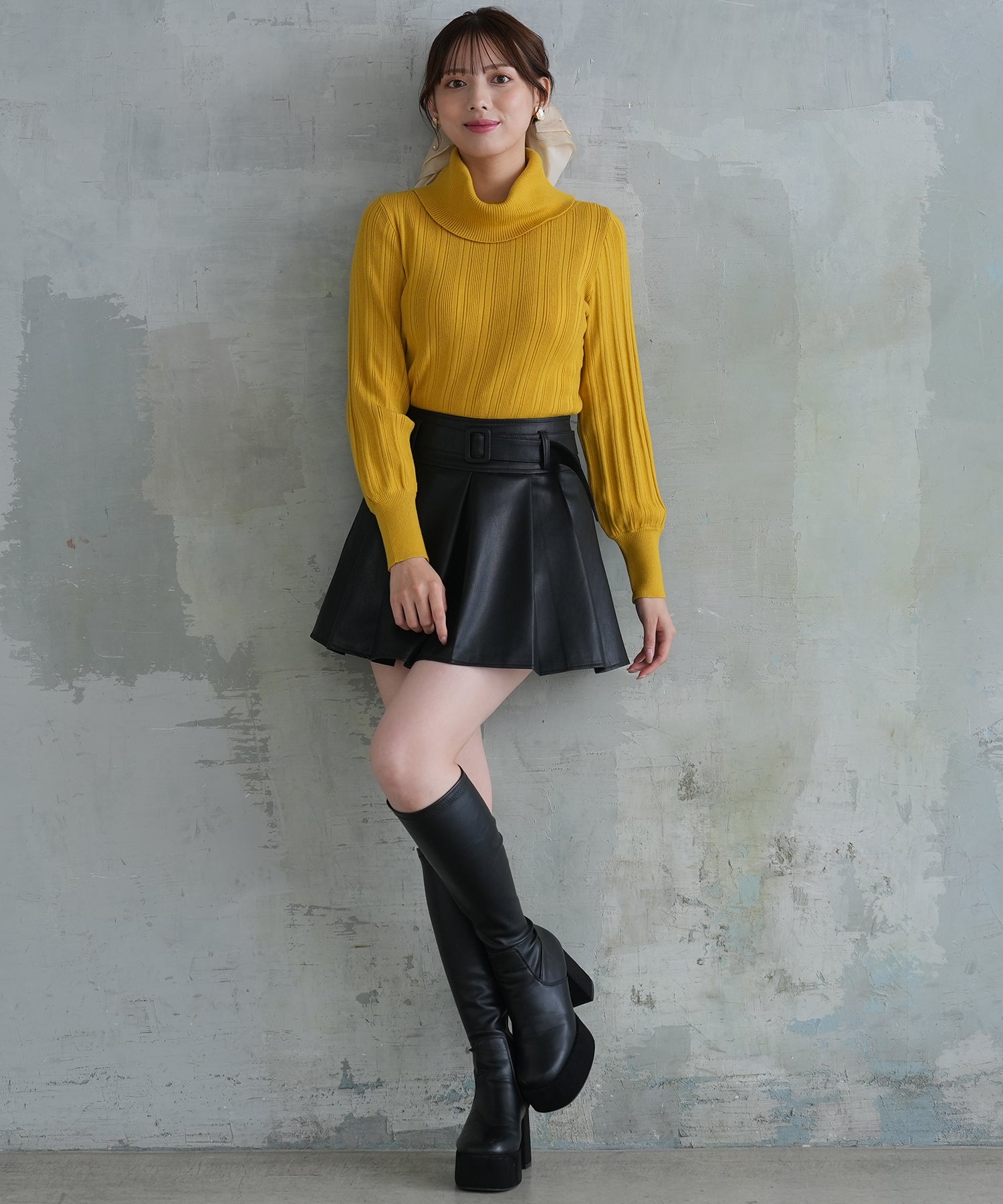 2wayタートルネックニット