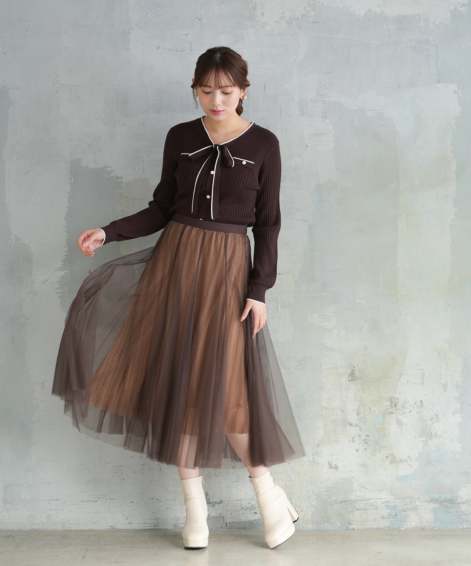 ブラウン　model:164　着用サイズ：M