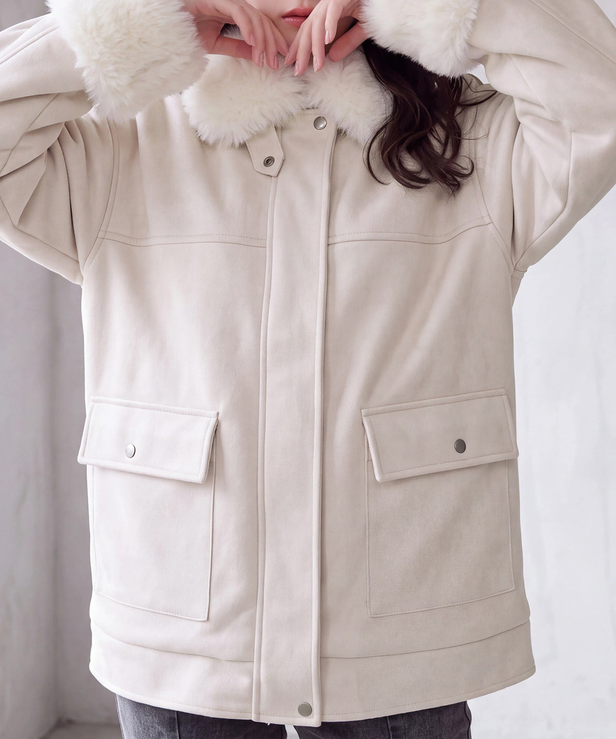 アイボリー(AI画像) model：160cm 着用サイズ：M