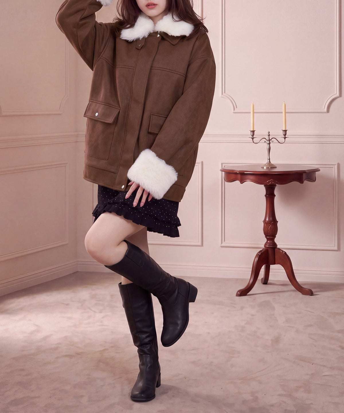 ブラウン(AI画像) model：160cm 着用サイズ：M