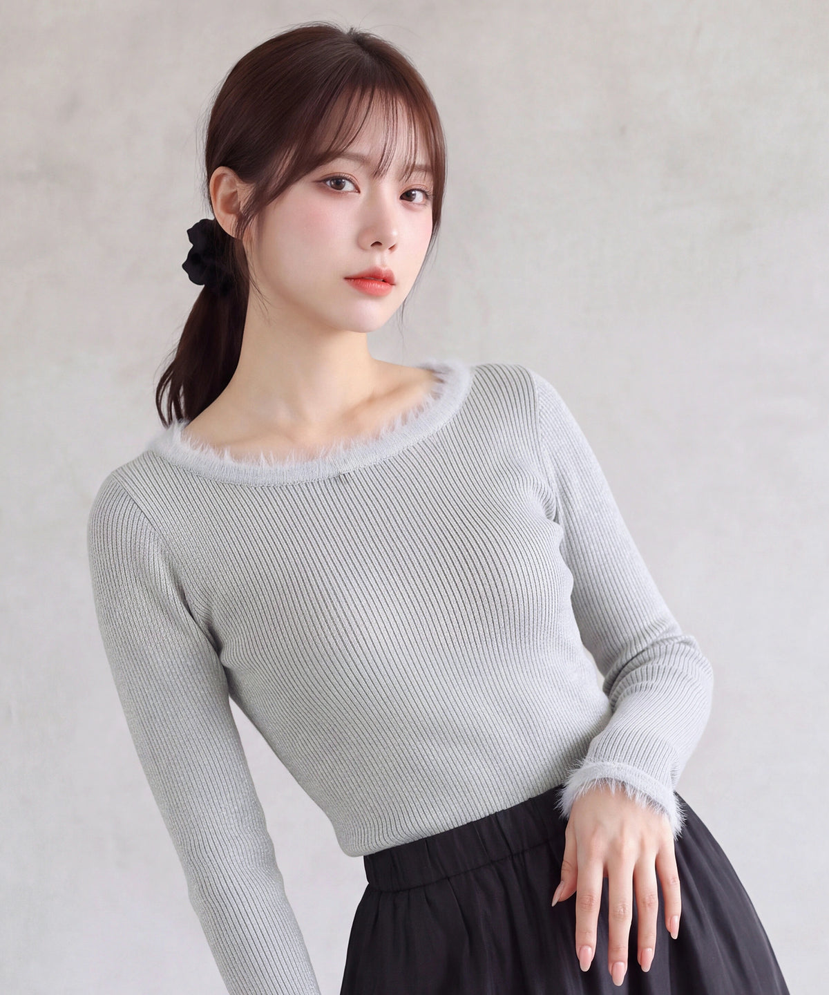 ライトグレー(AI画像) model：160cm 着用サイズ：M