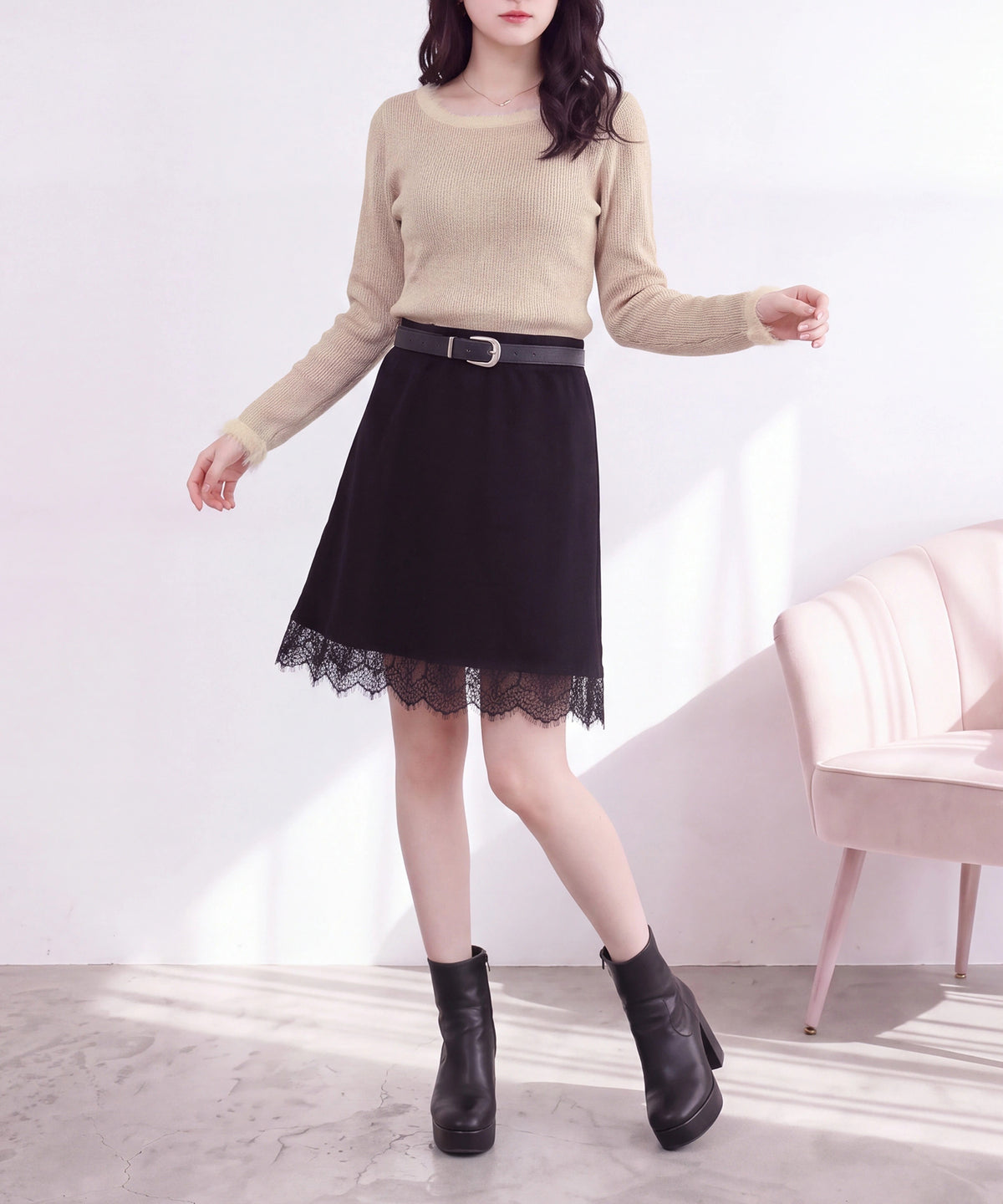 ベージュ(AI画像) model：160cm 着用サイズ：M