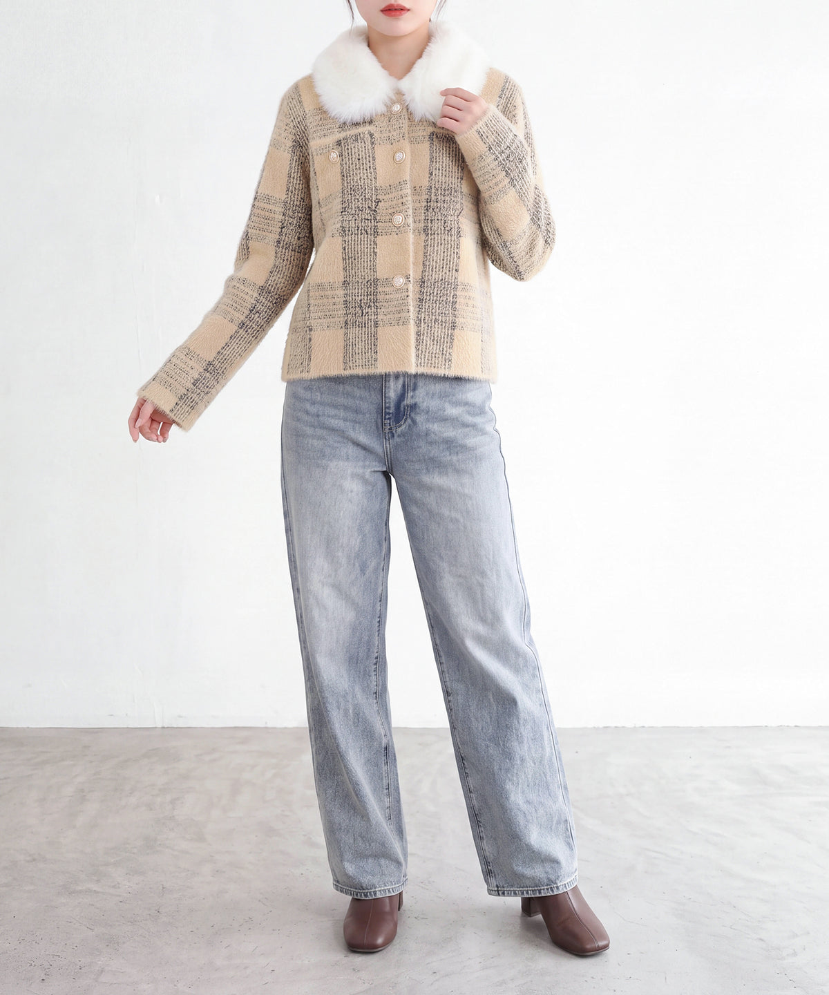 ベージュ(AI画像) model：160cm 着用サイズ：M