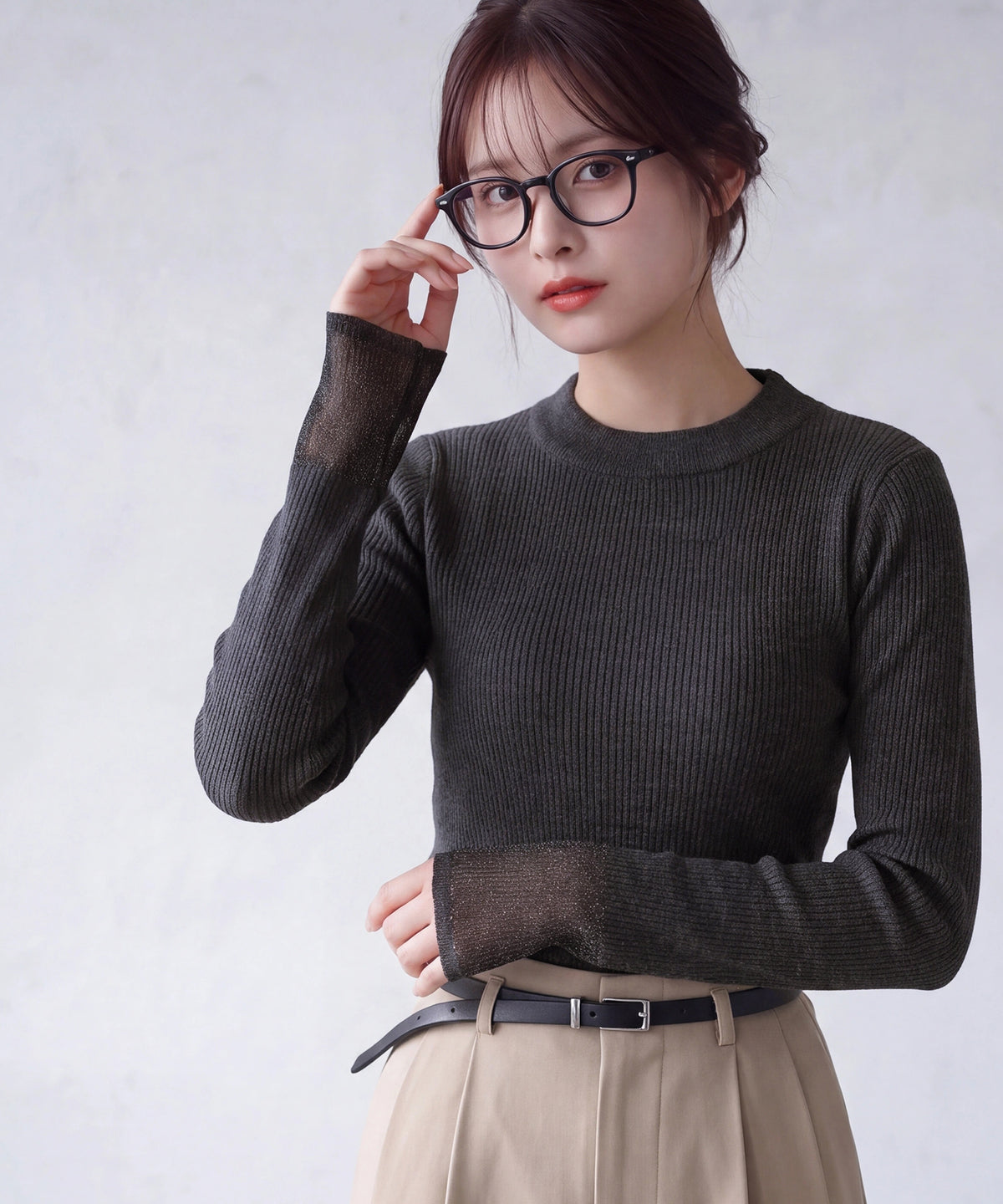チャコール (AI画像)　model：160cm　着用サイズ：M