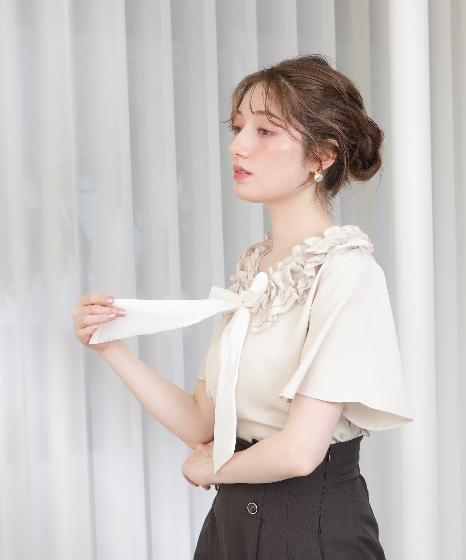 ピンクベージュ　model：163　着用サイズ：M