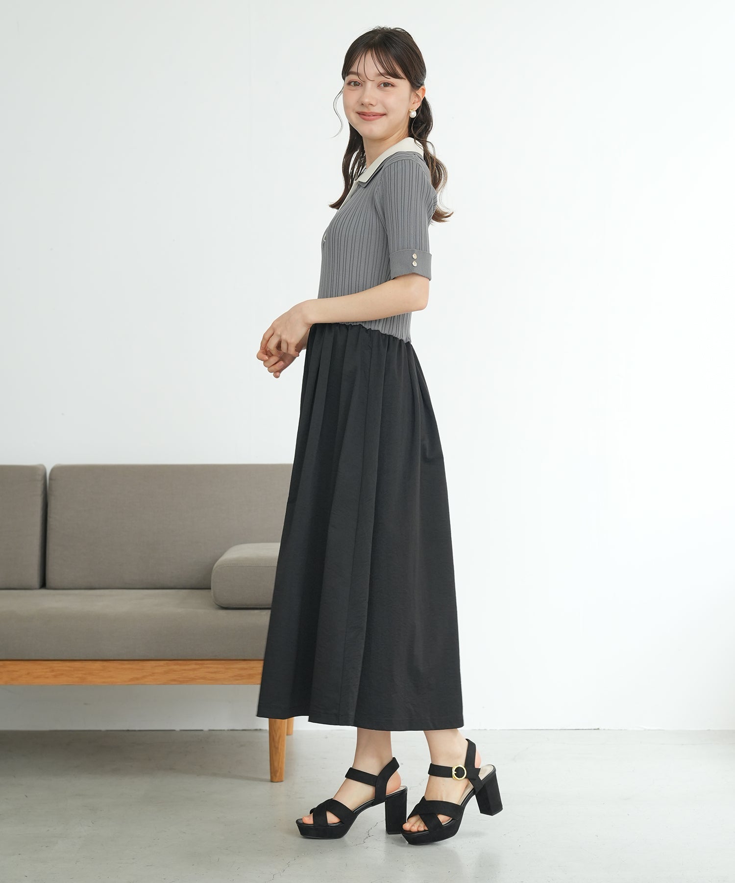 ライトグレー×ブラック　model:158cm  着用サイズ：M