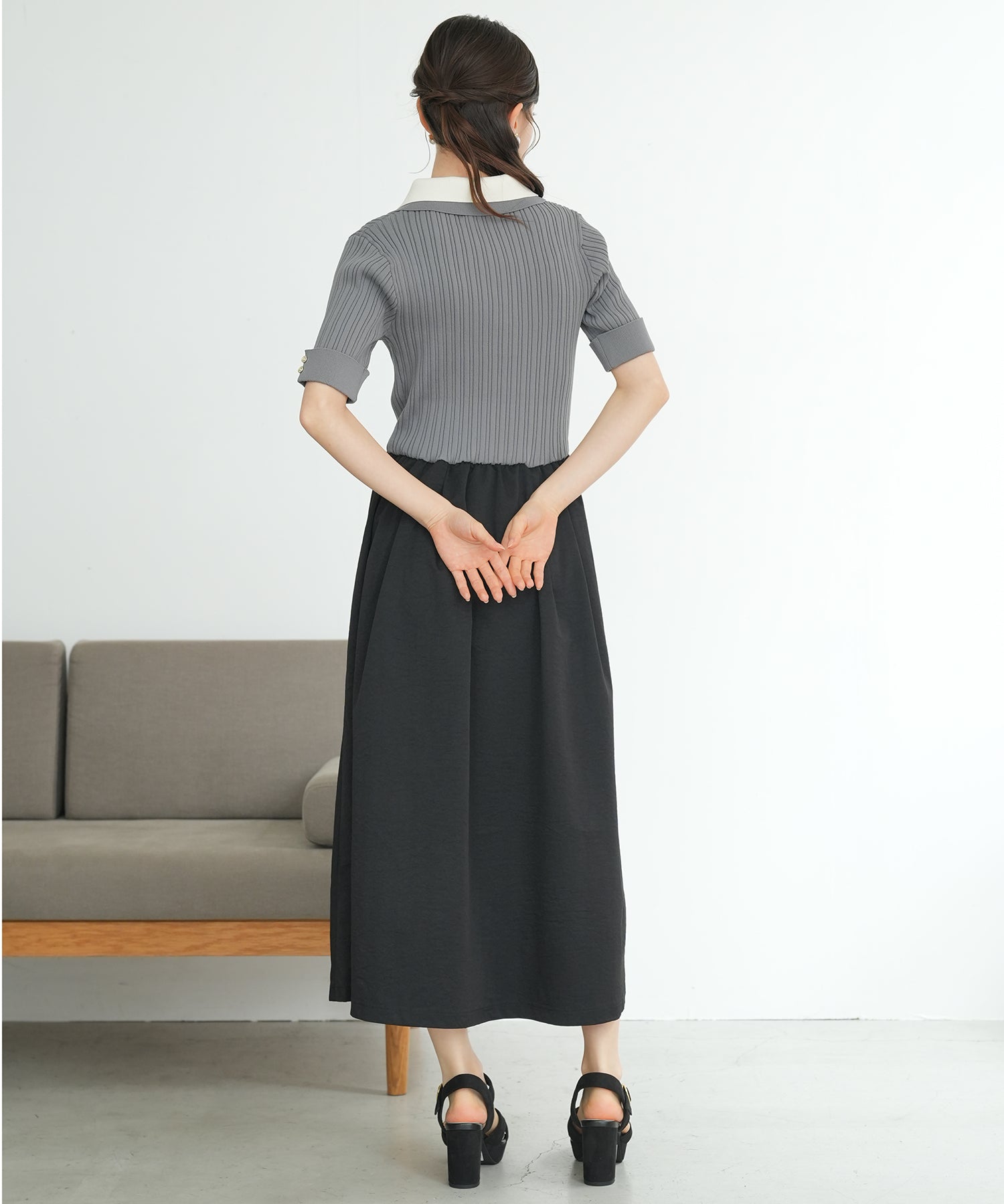ライトグレー×ブラック　model:158cm  着用サイズ：M
