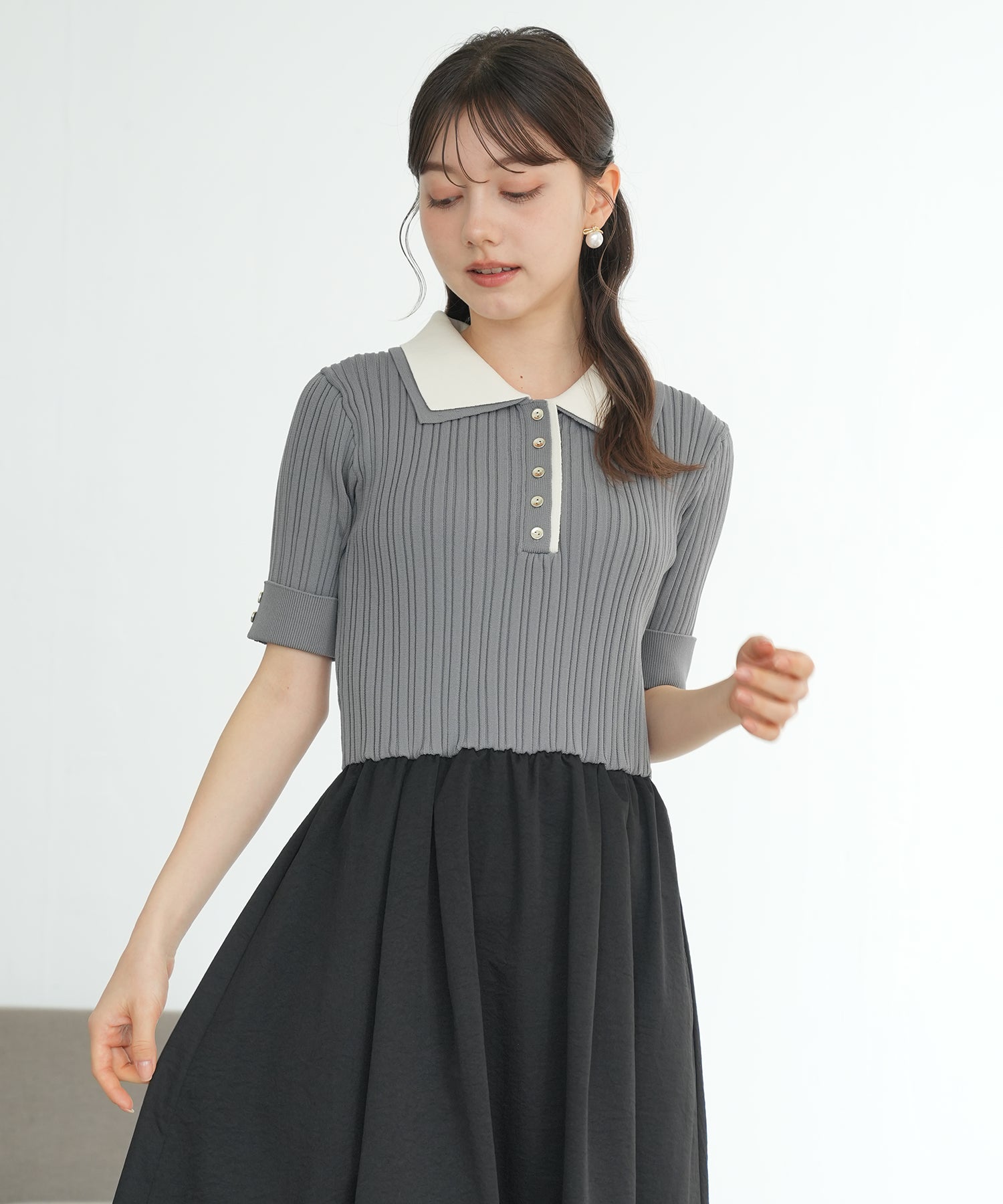 ライトグレー×ブラック　model:158cm  着用サイズ：M