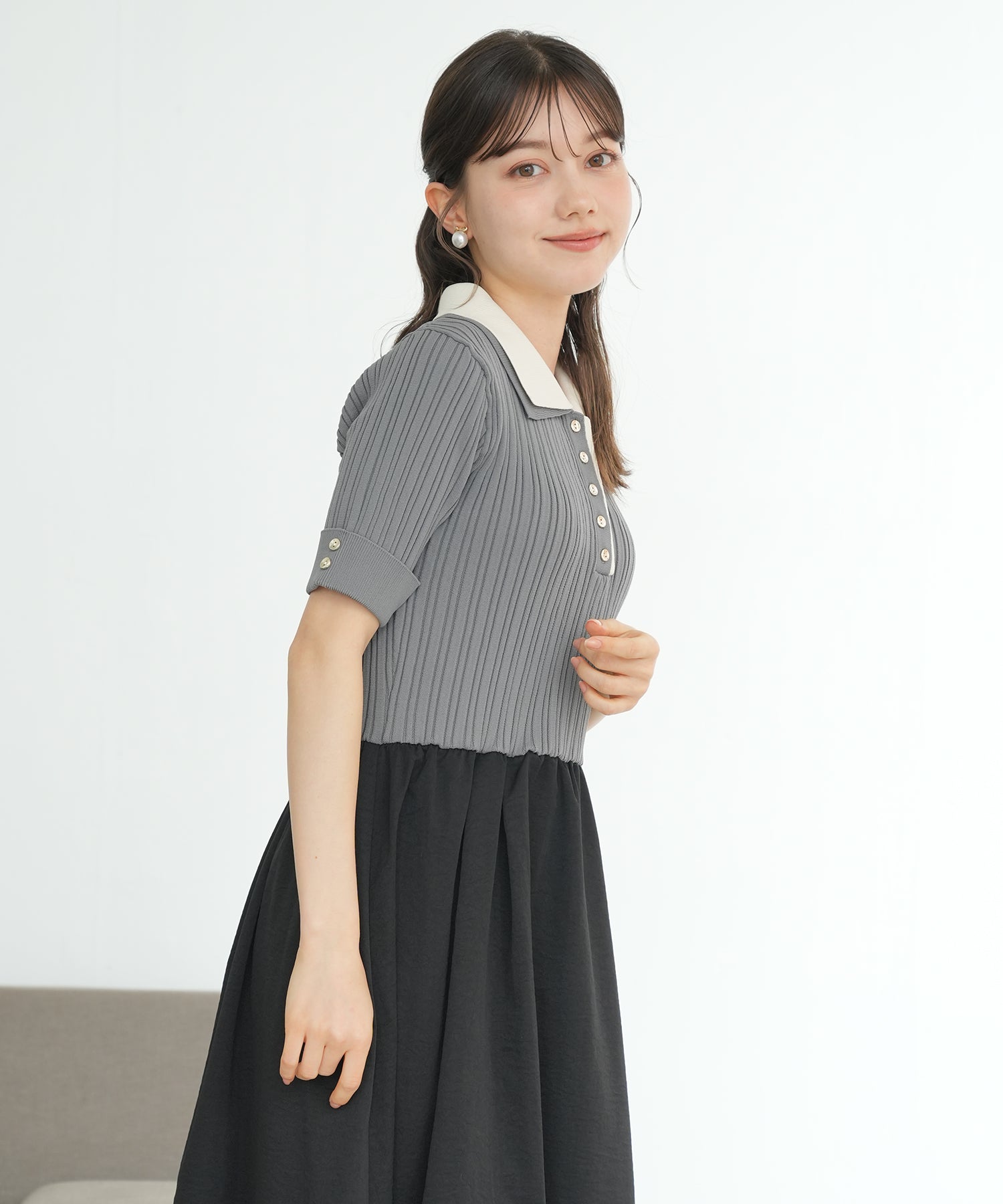 ライトグレー×ブラック　model:158cm  着用サイズ：M