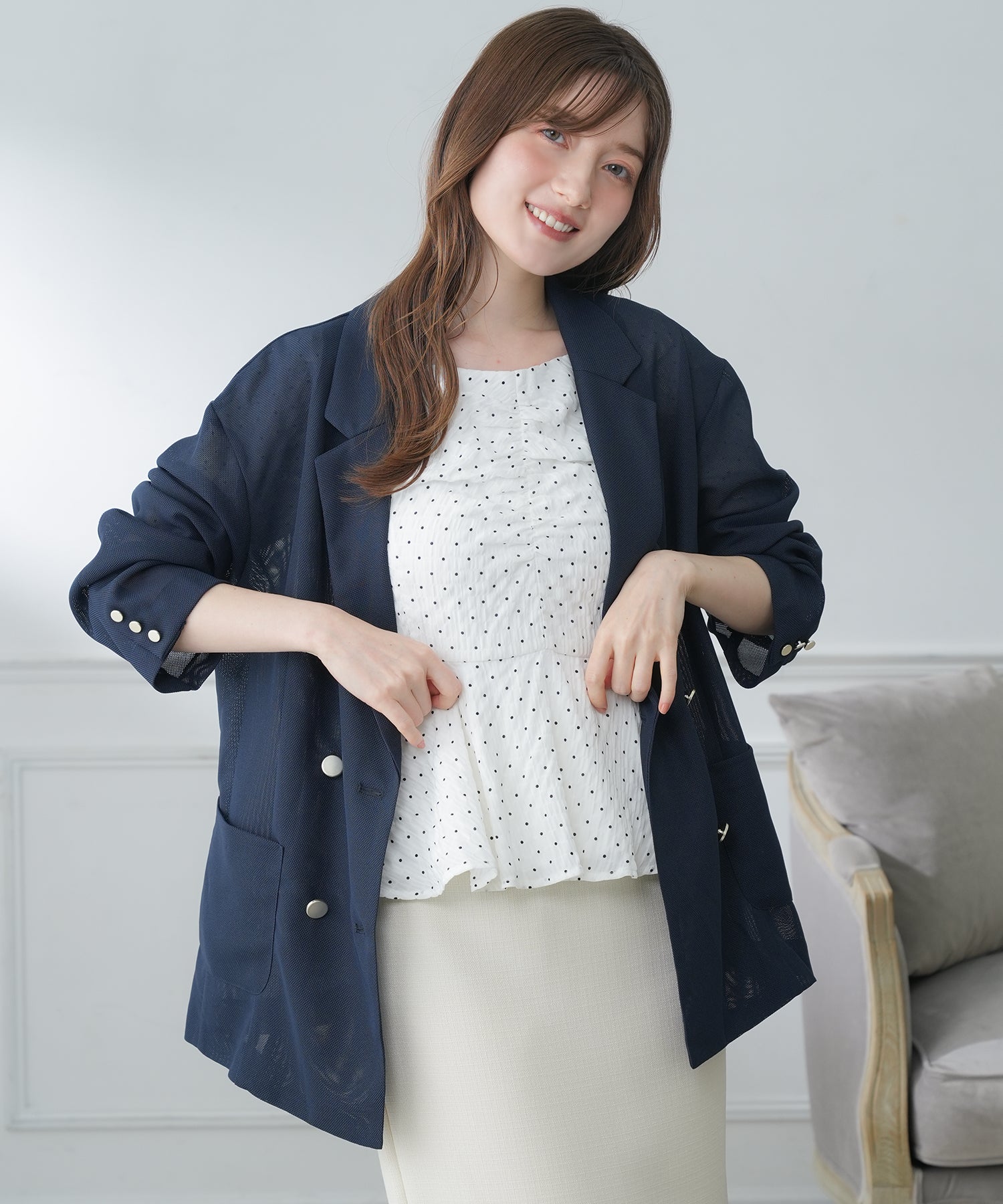 ネイビー　model：163　着用サイズ：M