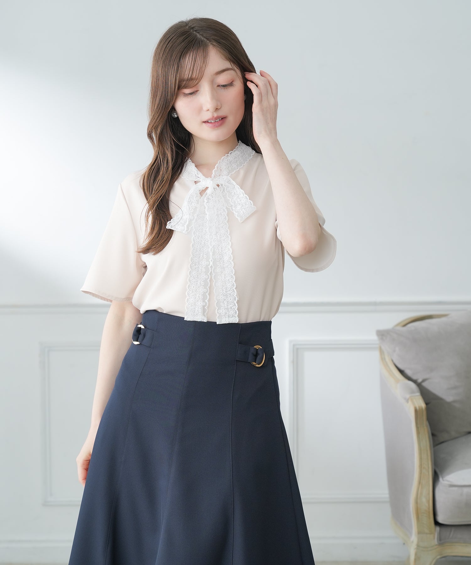 ピンクベージュ　model：163　着用サイズ：M