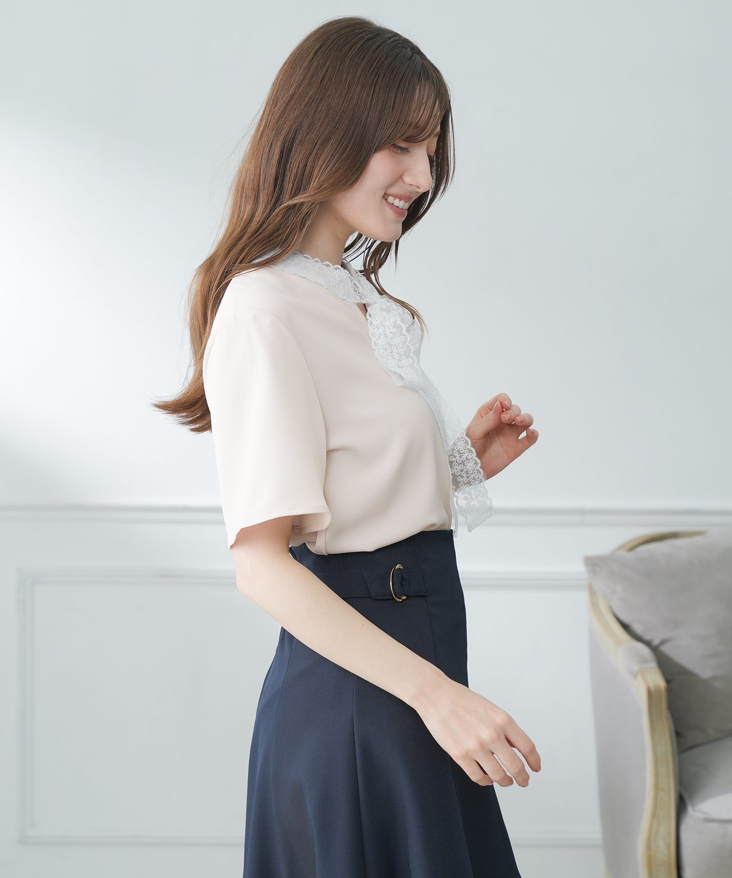 ピンクベージュ　model：163　着用サイズ：M