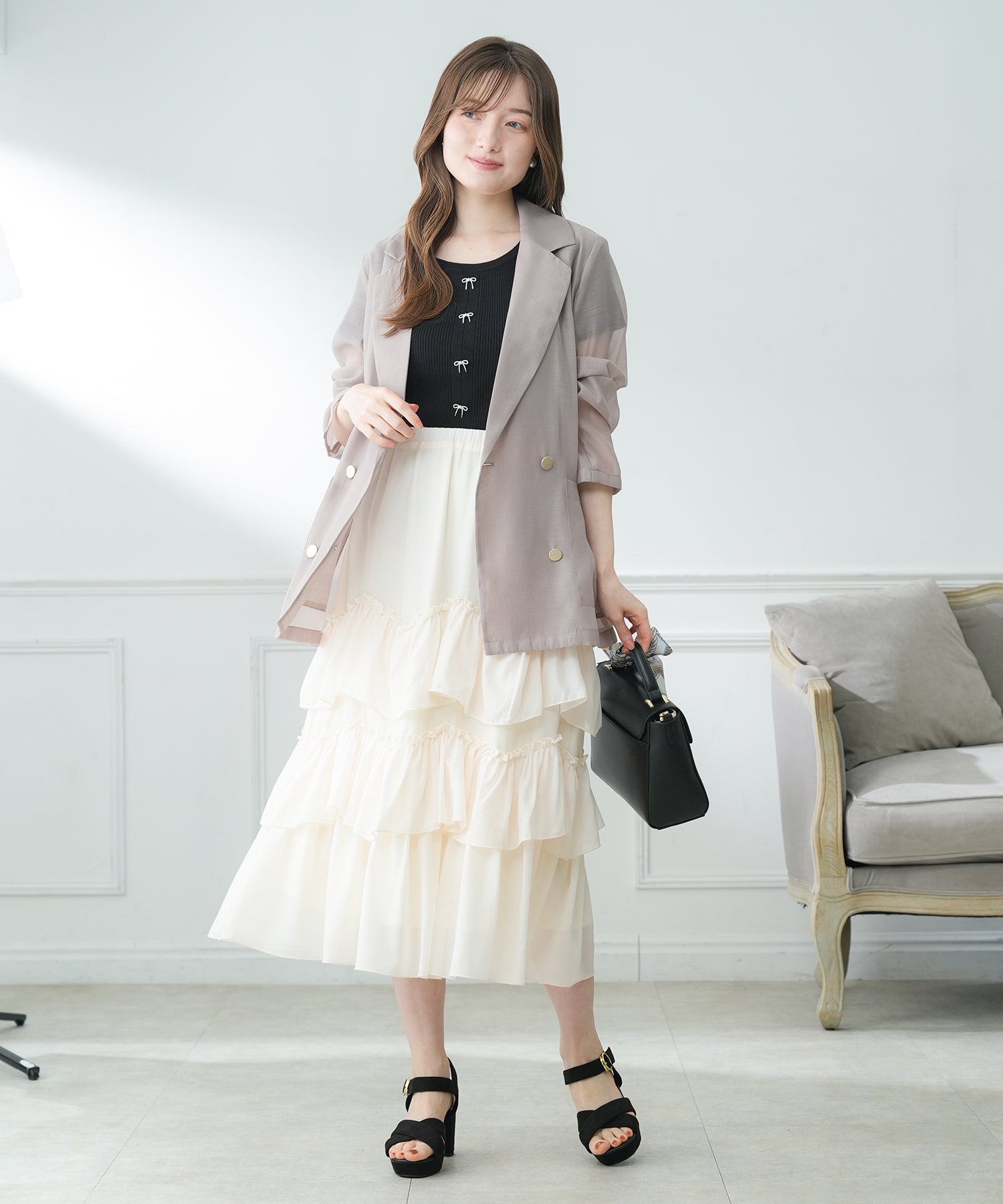 グレージュ　model:163cm  着用サイズ：M