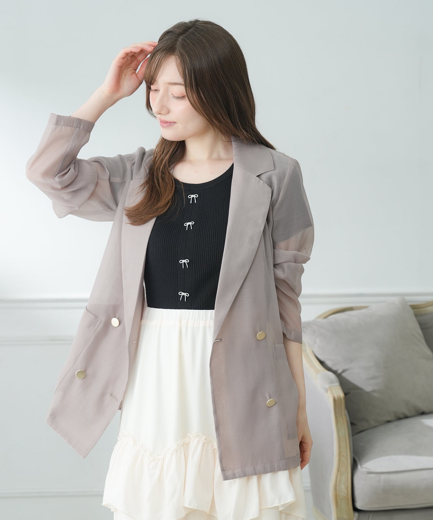 グレージュ　model:163cm  着用サイズ：M