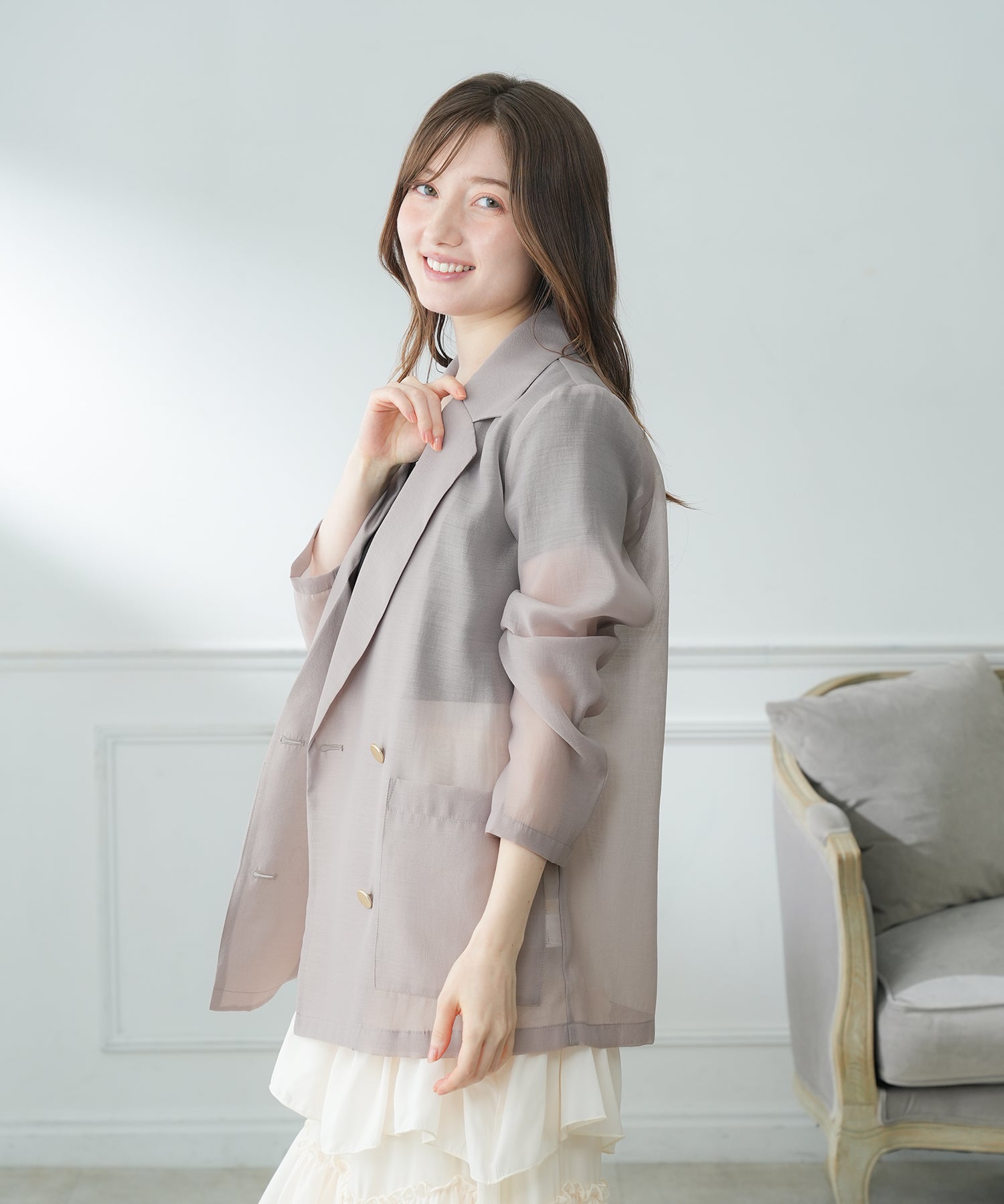 グレージュ　model:163cm  着用サイズ：M