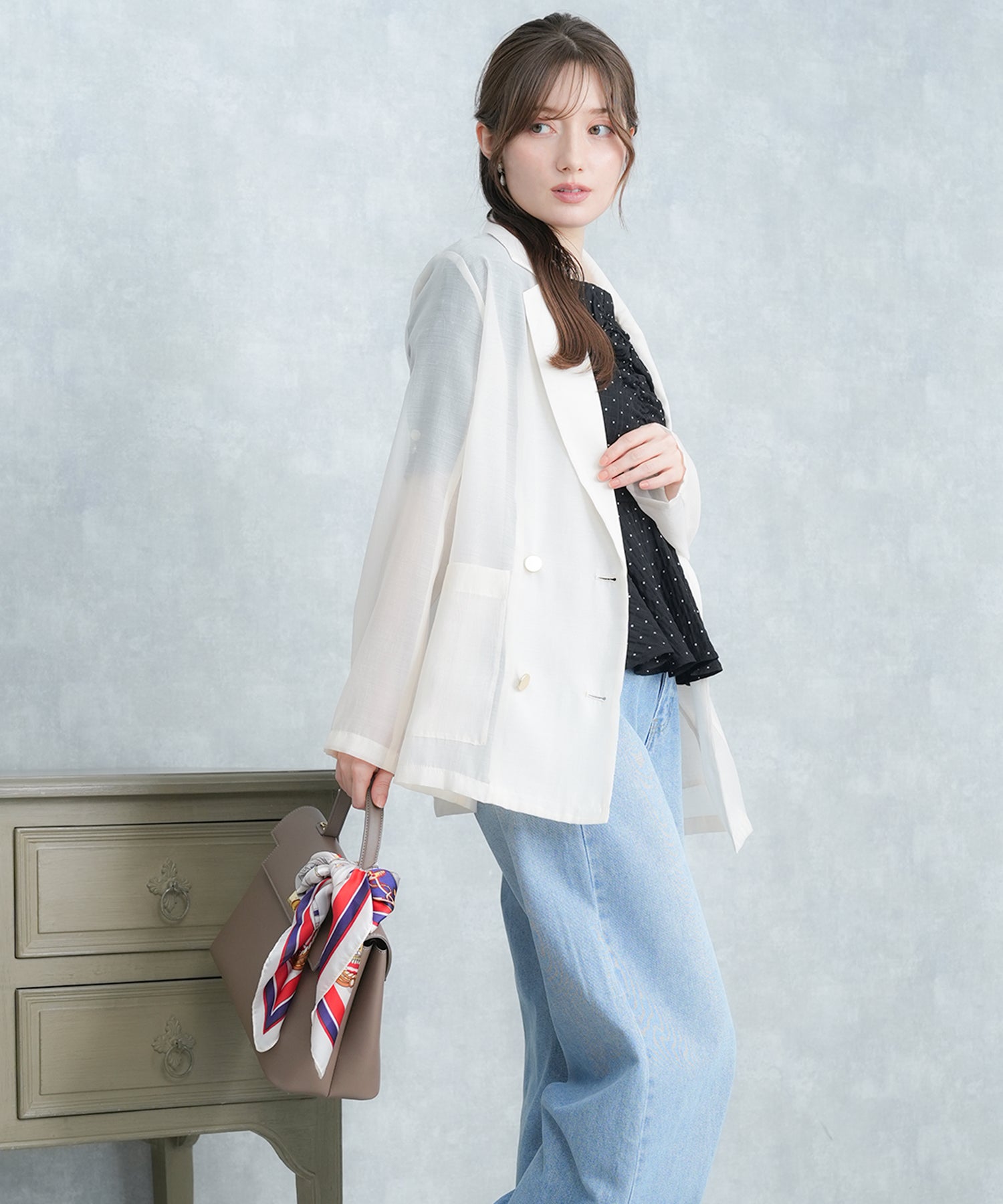 ベージュ　model:163cm  着用サイズ：M