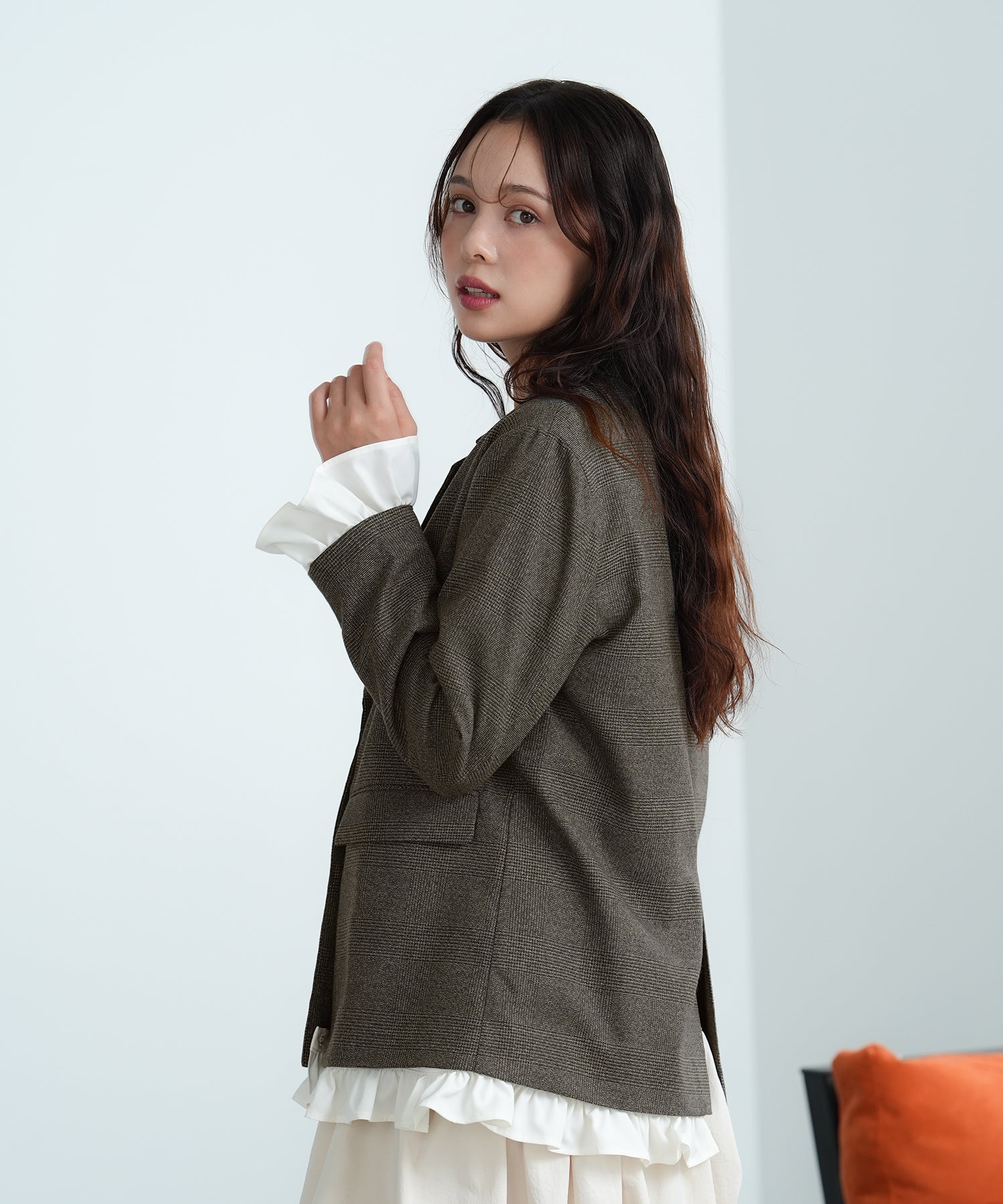 ブラウン(チェック柄)　model：171㎝　着用サイズ：M