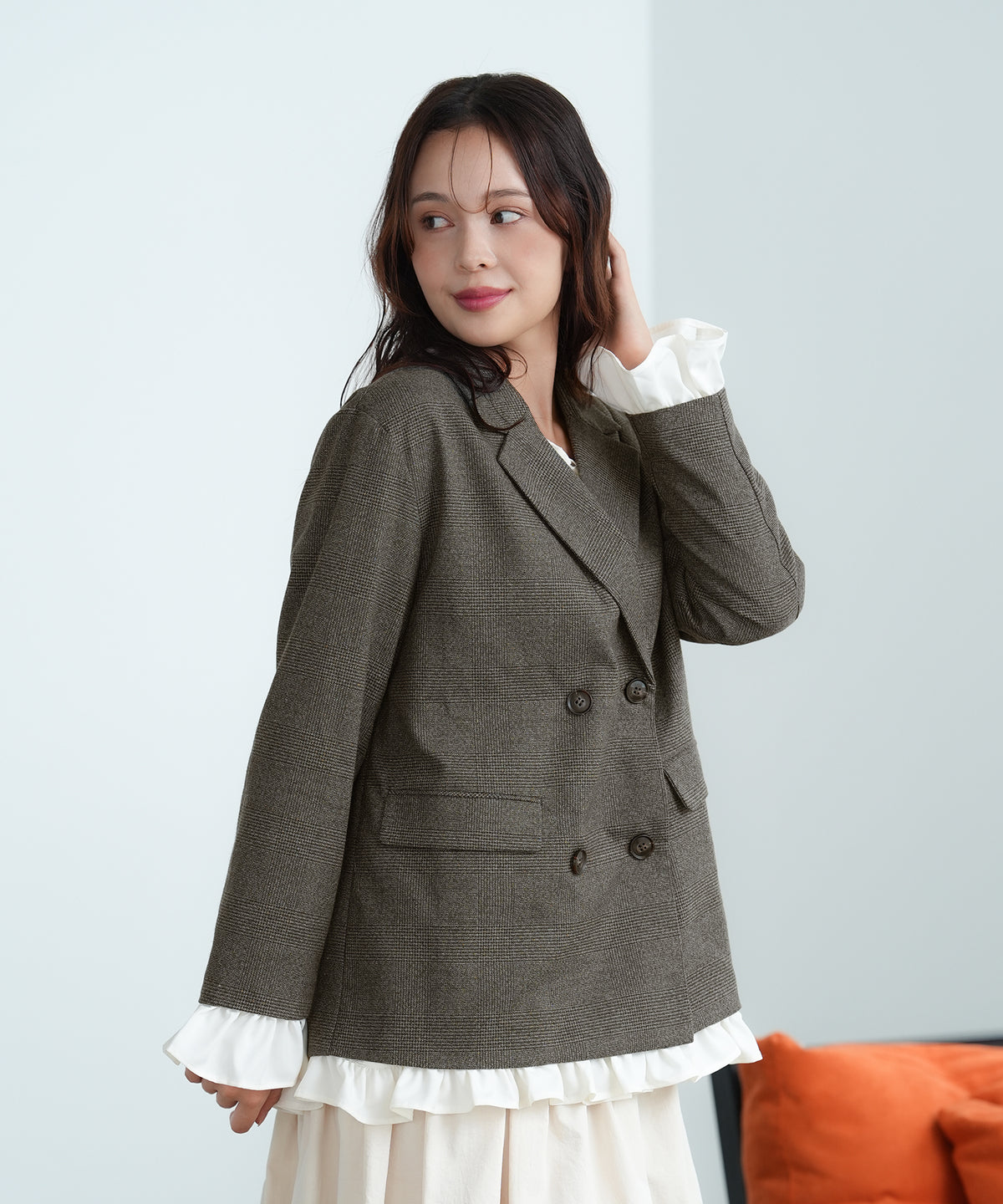 ブラウン(チェック柄)　model：171㎝　着用サイズ：M