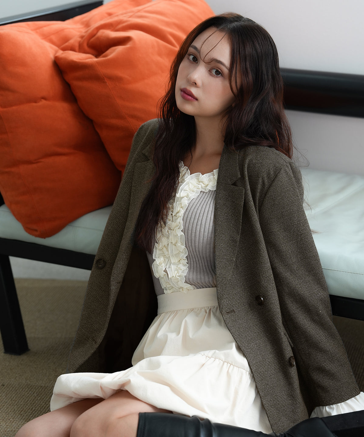 ブラウン(チェック柄)　model：171㎝　着用サイズ：M