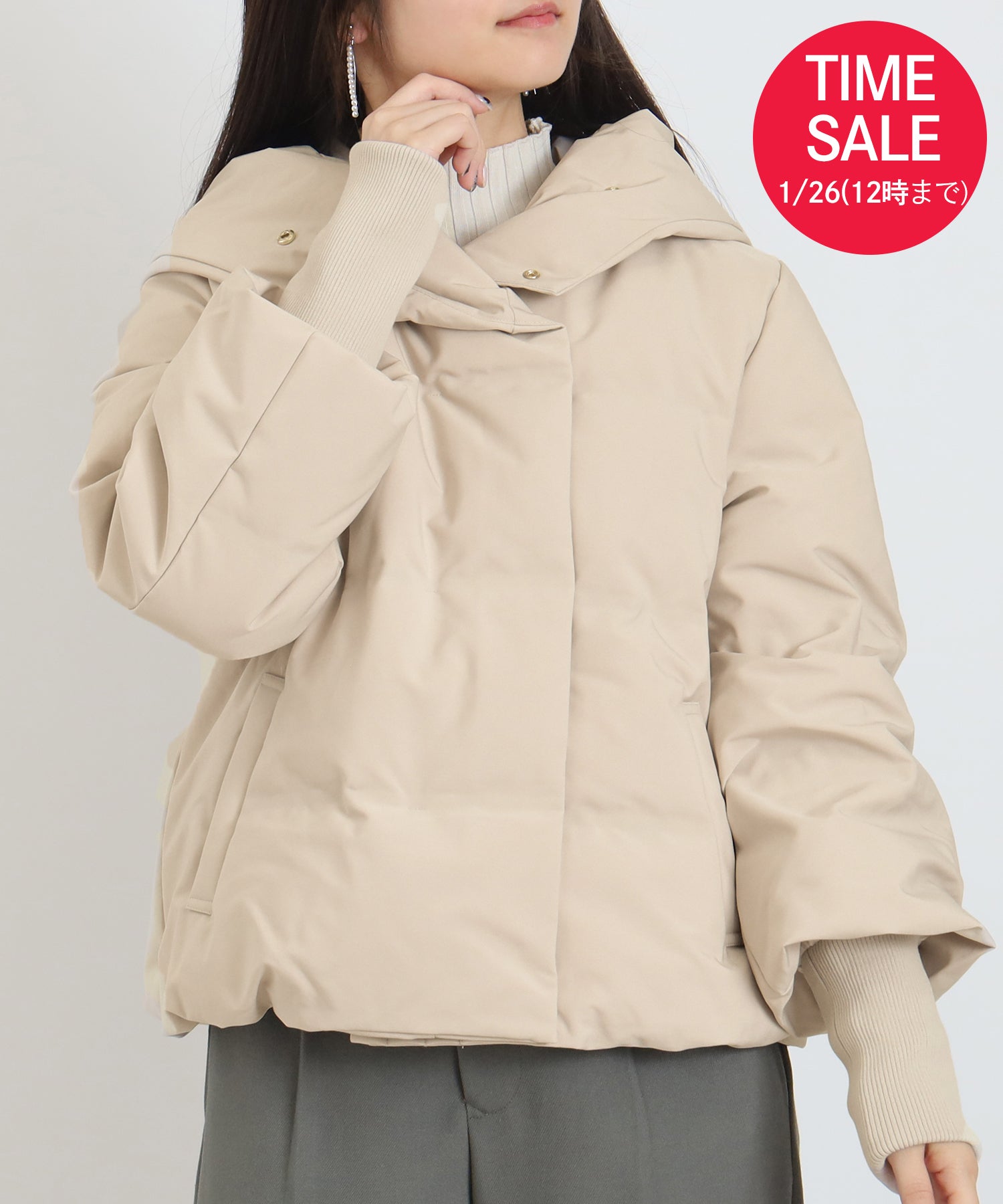 【TIME SALE】シームレス袖リブコンパクトダウンブルゾン