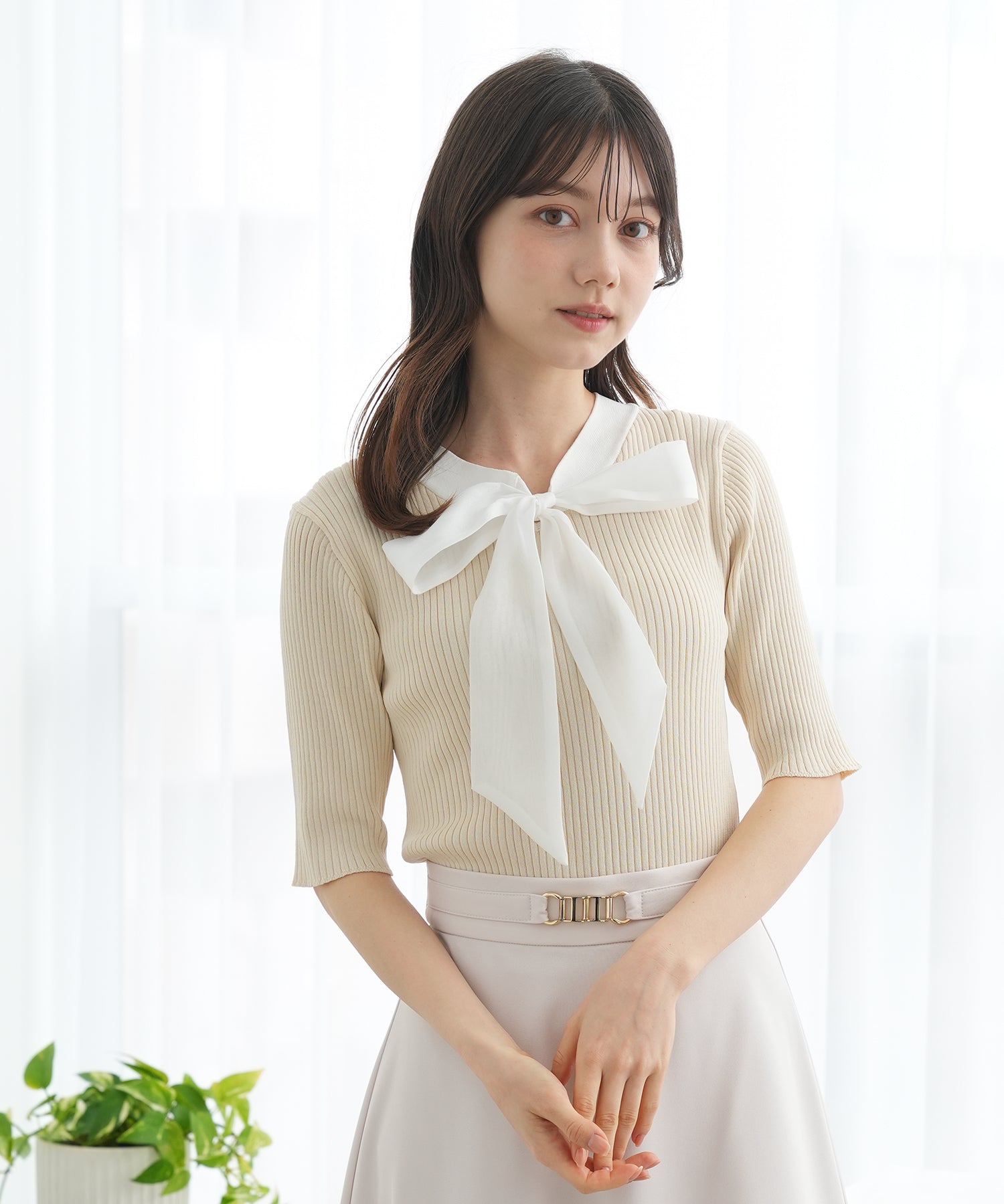 ベージュ　model：158　着用サイズ：M