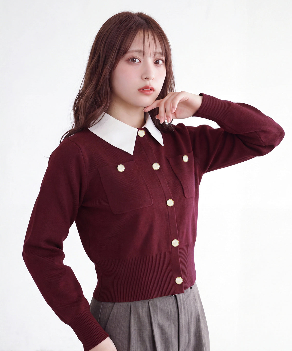 ワイン(AI画像)　model：160cm　着用サイズ：M