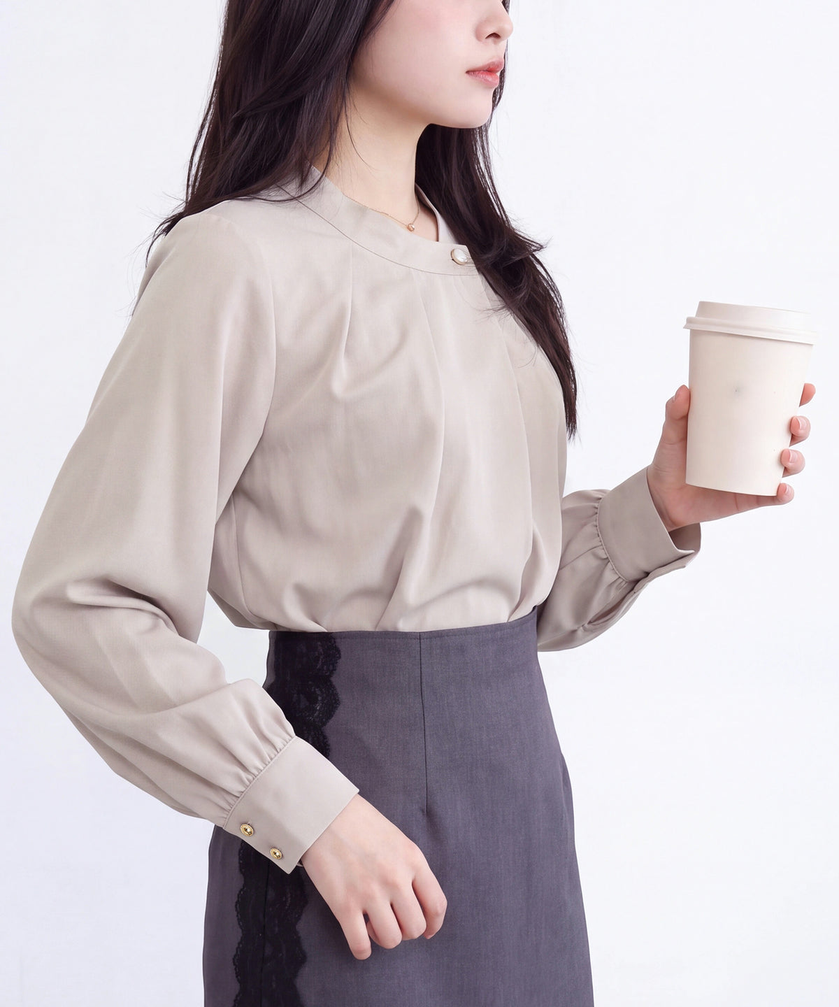 グレージュ(AI画像) model：160cm 着用サイズ：M
