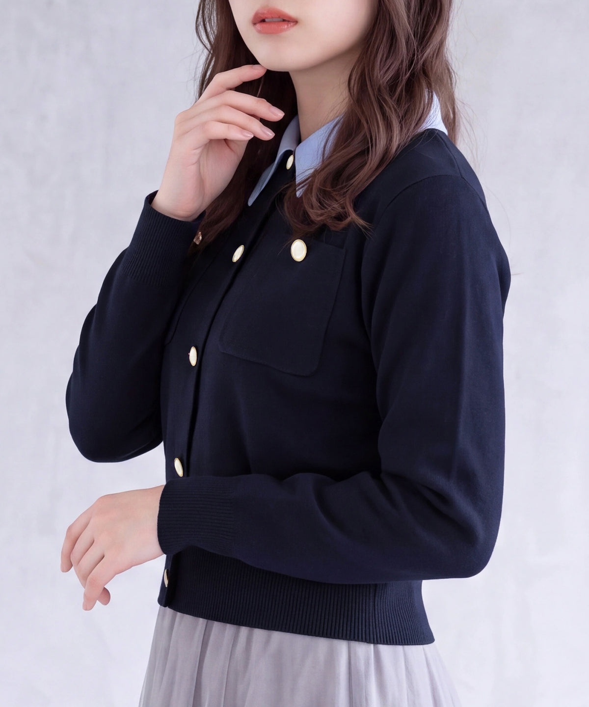 ネイビー(AI画像)　model：160cm　着用サイズ：M