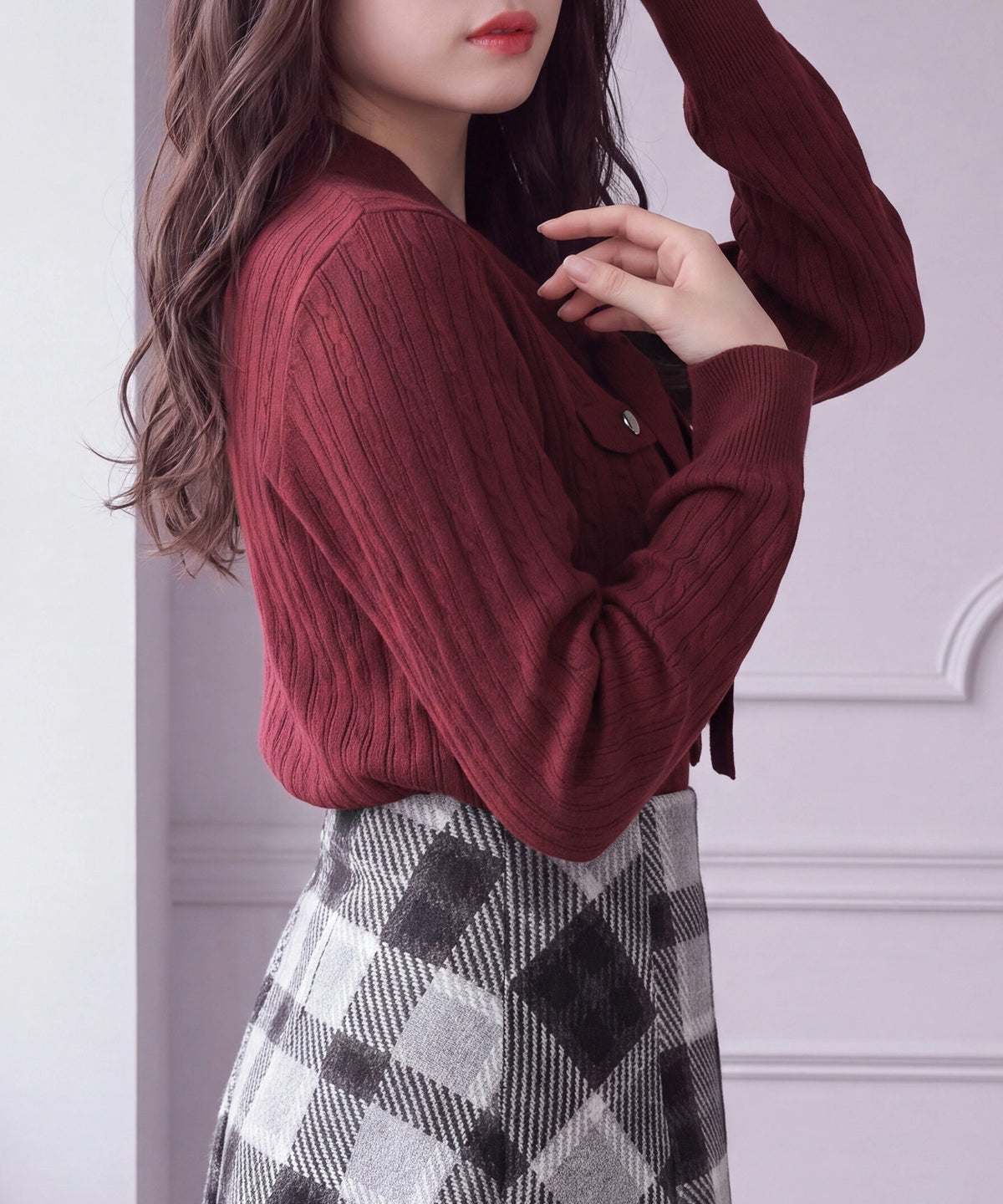 ワイン(AI画像)　model：160　着用サイズ：M