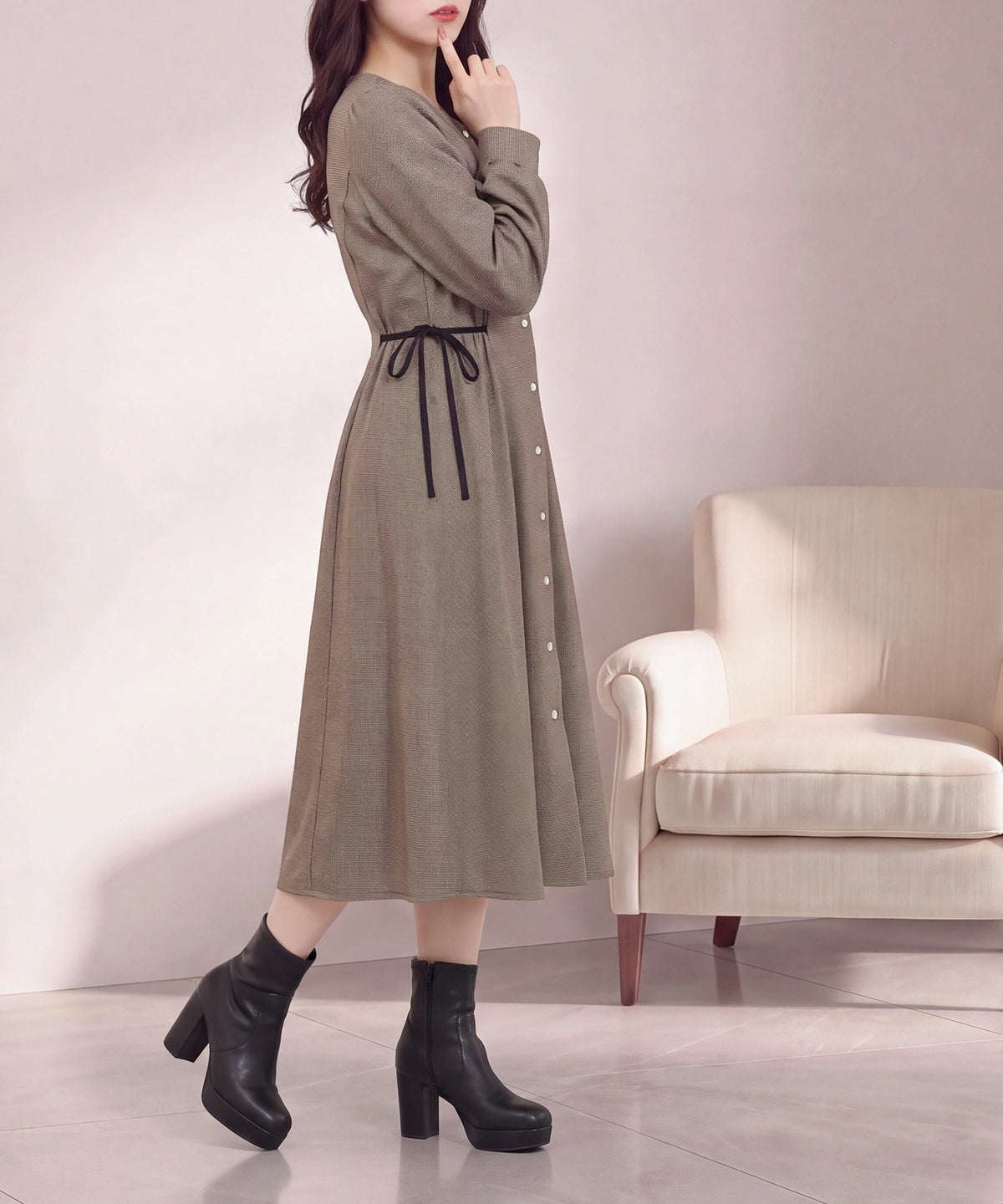 ブラウン(AI画像)model：160cm　着用サイズ：M