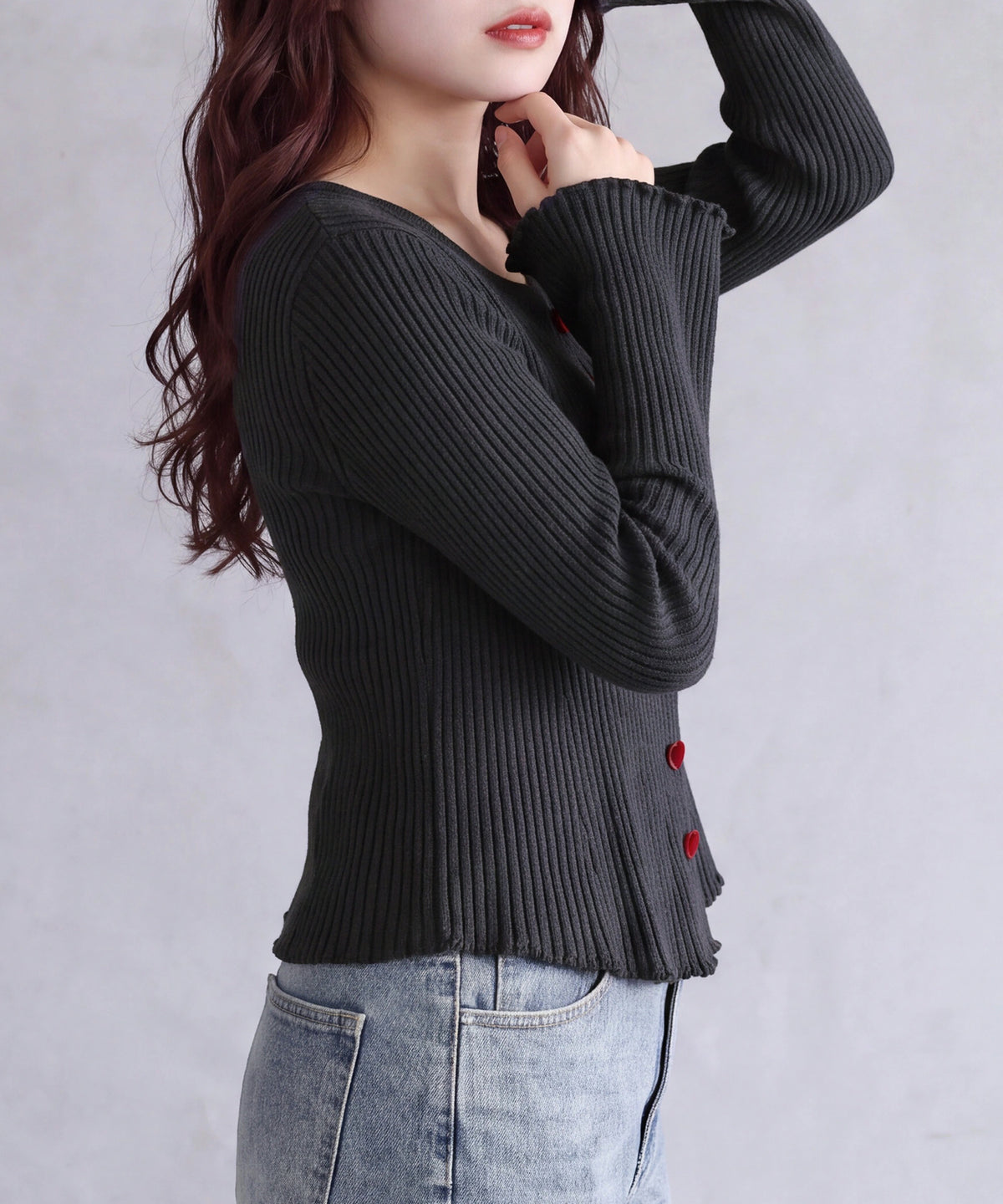 チャコール model：160cm　着用サイズ：M (AI画像)