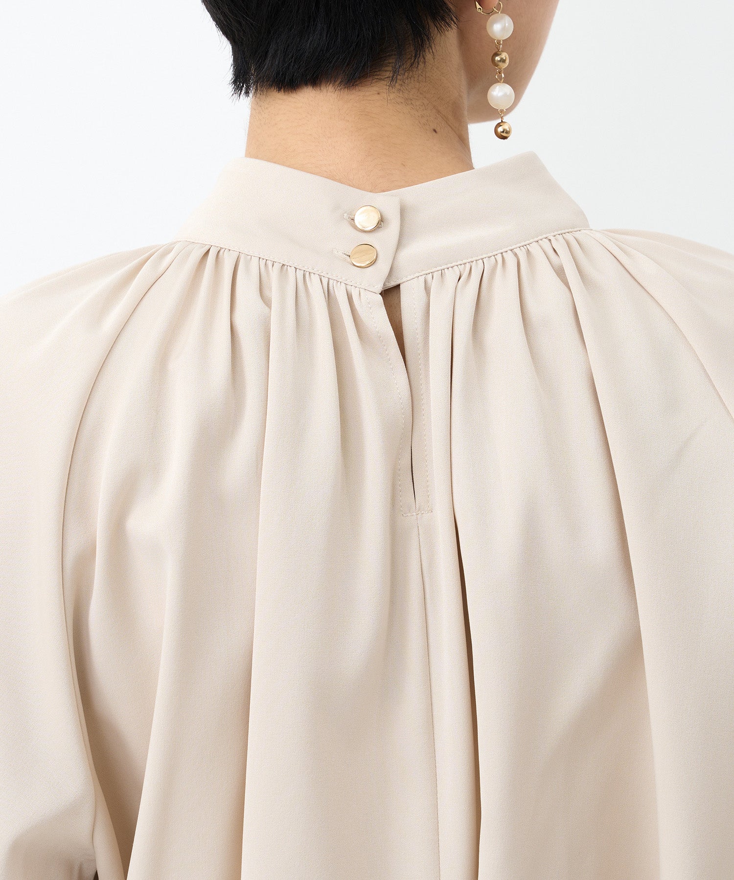 stand collar volume sleeve blouse